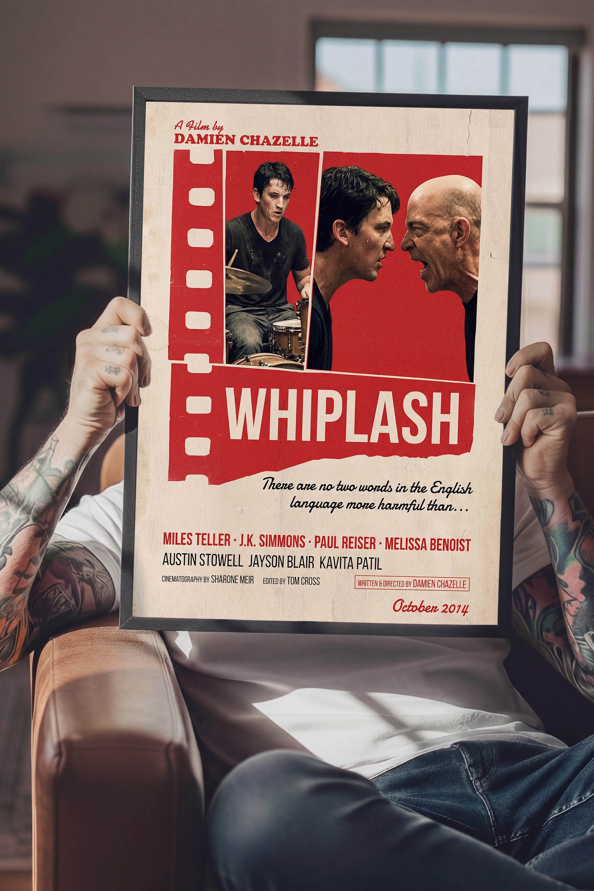 Whiplash Siyah Çerçeveli Poster, Sinema ve Dizi Tablo, Film Dizi Afişleri NO:112904