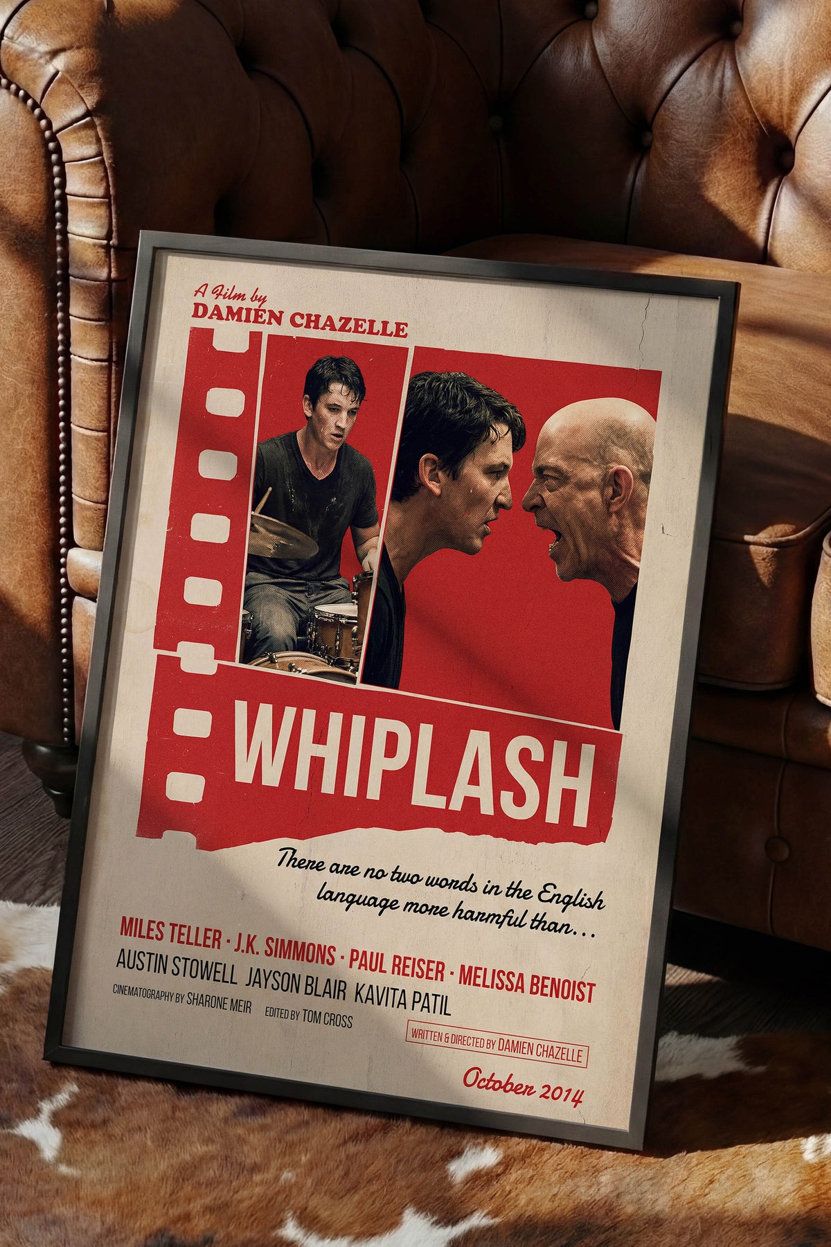 Whiplash Siyah Çerçeveli Poster, Sinema ve Dizi Tablo, Film Dizi Afişleri NO:112904
