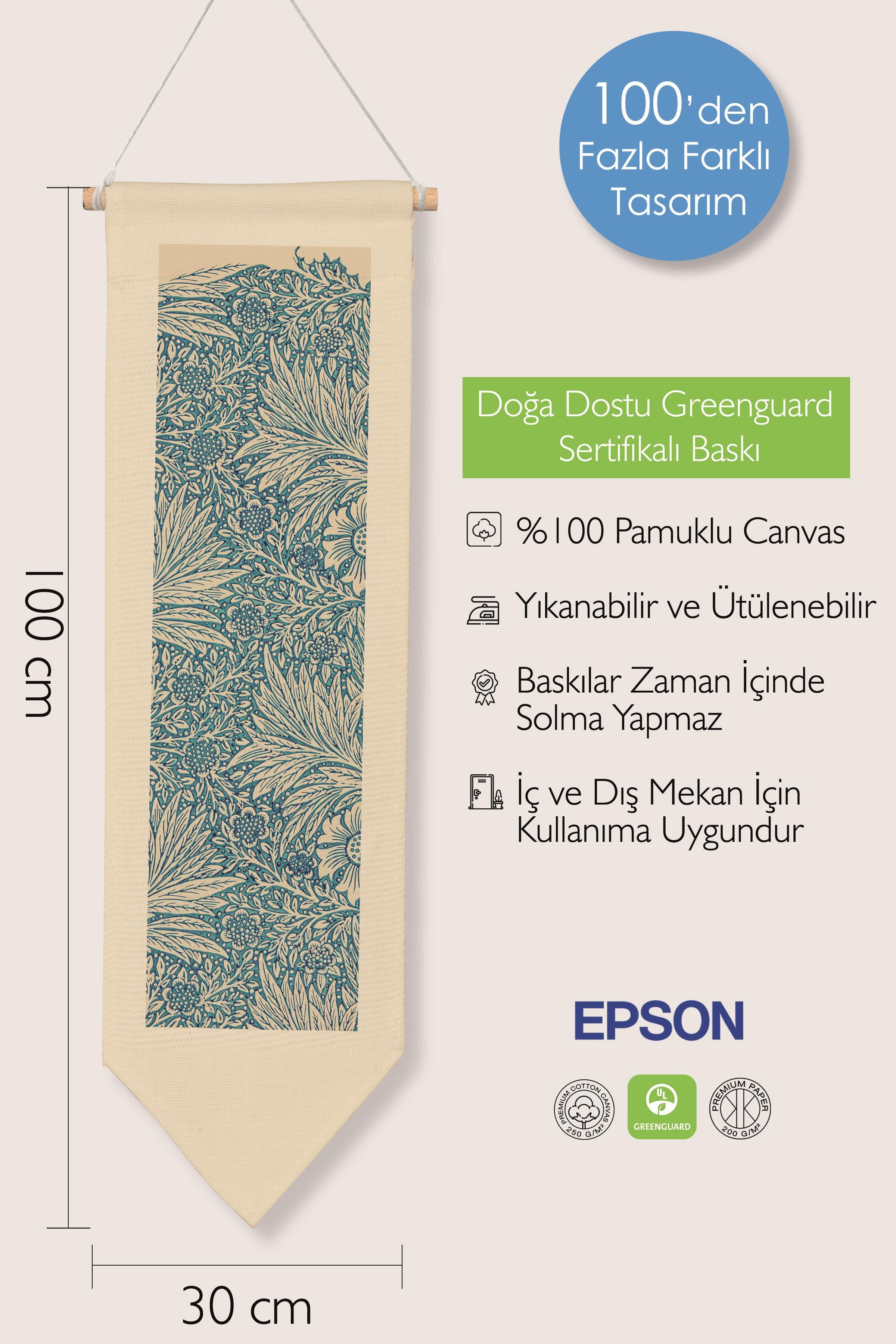 William Morisse Duvar Halısı, Sanat Serisi Dekor, 100cm Kanvas Flama Askılı Duvar Örtüsü NO:671