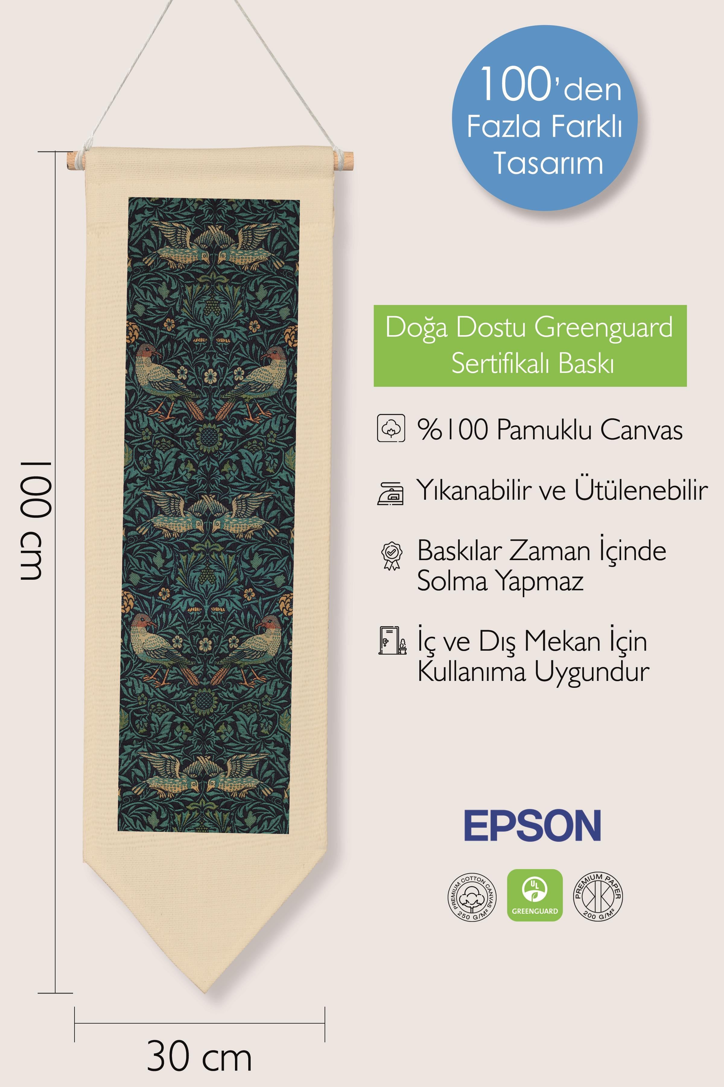 William Morisse Duvar Halısı, Sanat Serisi Dekor, 100cm Kanvas Flama Askılı Duvar Örtüsü NO:674