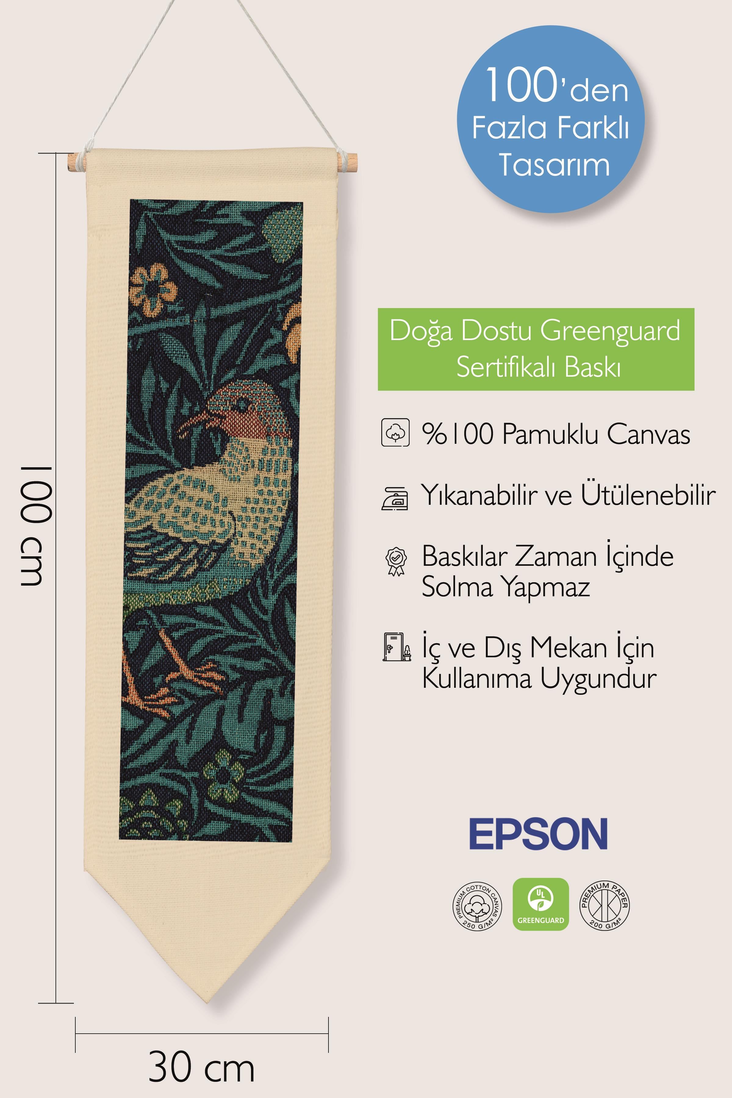 William Morisse Duvar Halısı, Sanat Serisi Dekor, 100cm Kanvas Flama Askılı Duvar Örtüsü NO:676