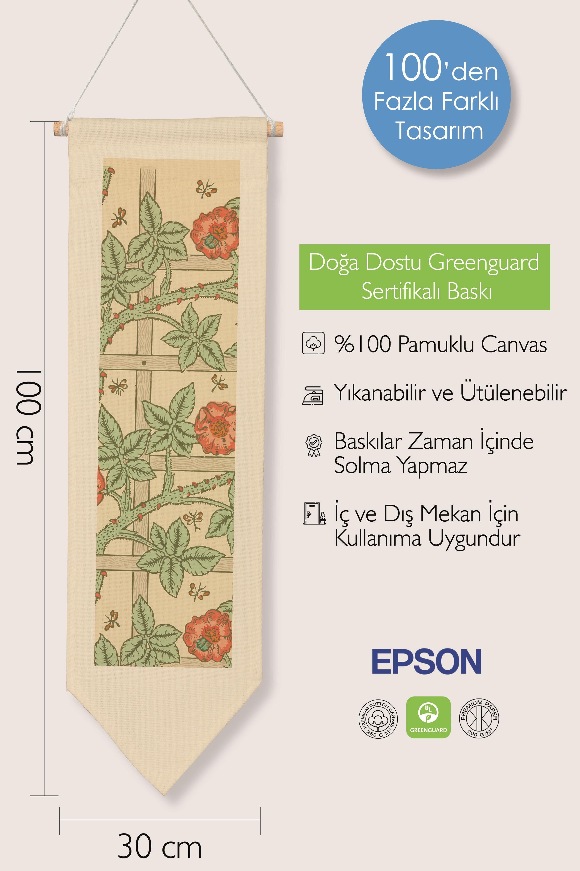 William Morisse Duvar Halısı, Sanat Serisi Dekor, 100cm Kanvas Flama Askılı Duvar Örtüsü NO:677