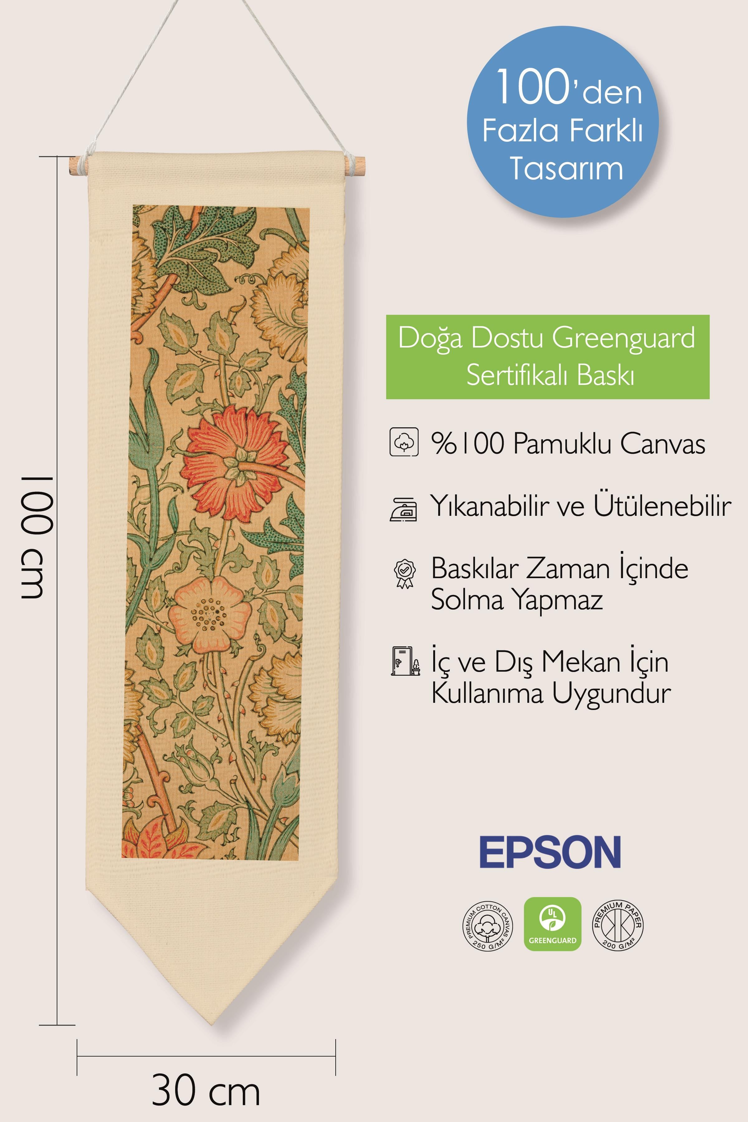 William Morisse Duvar Halısı, Sanat Serisi Dekor, 100cm Kanvas Flama Askılı Duvar Örtüsü NO:682