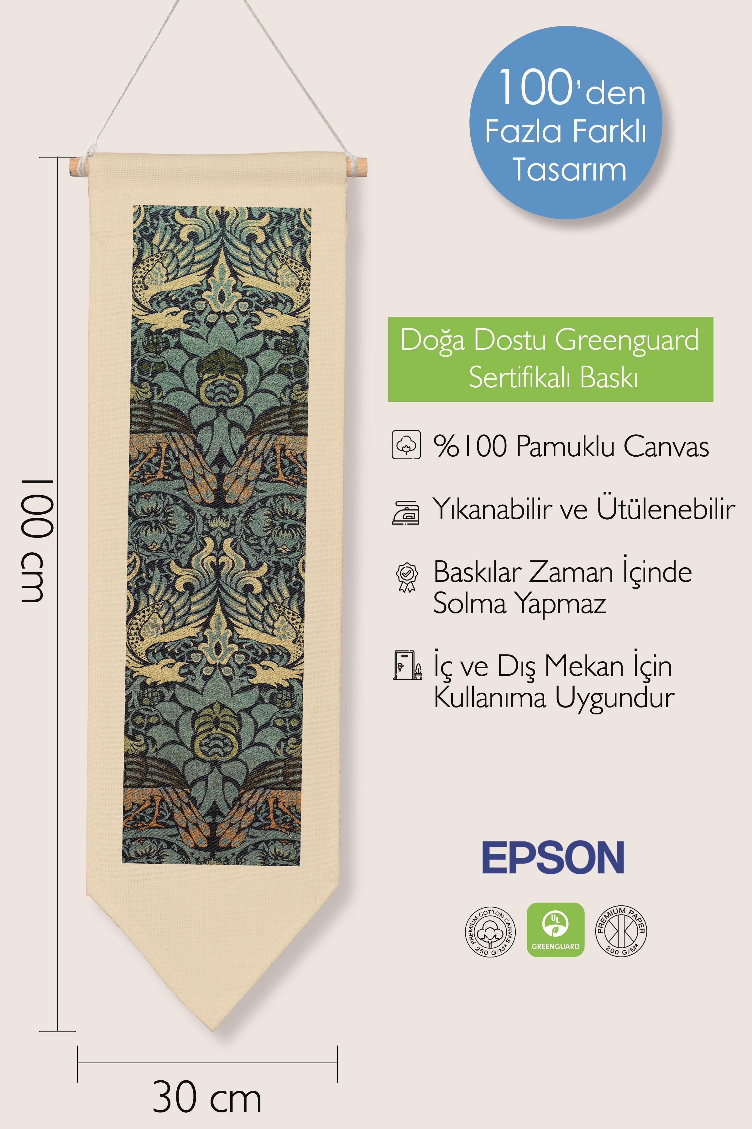 William Morisse Duvar Halısı, Sanat Serisi Dekor, 100cm Kanvas Flama Askılı Duvar Örtüsü NO:689