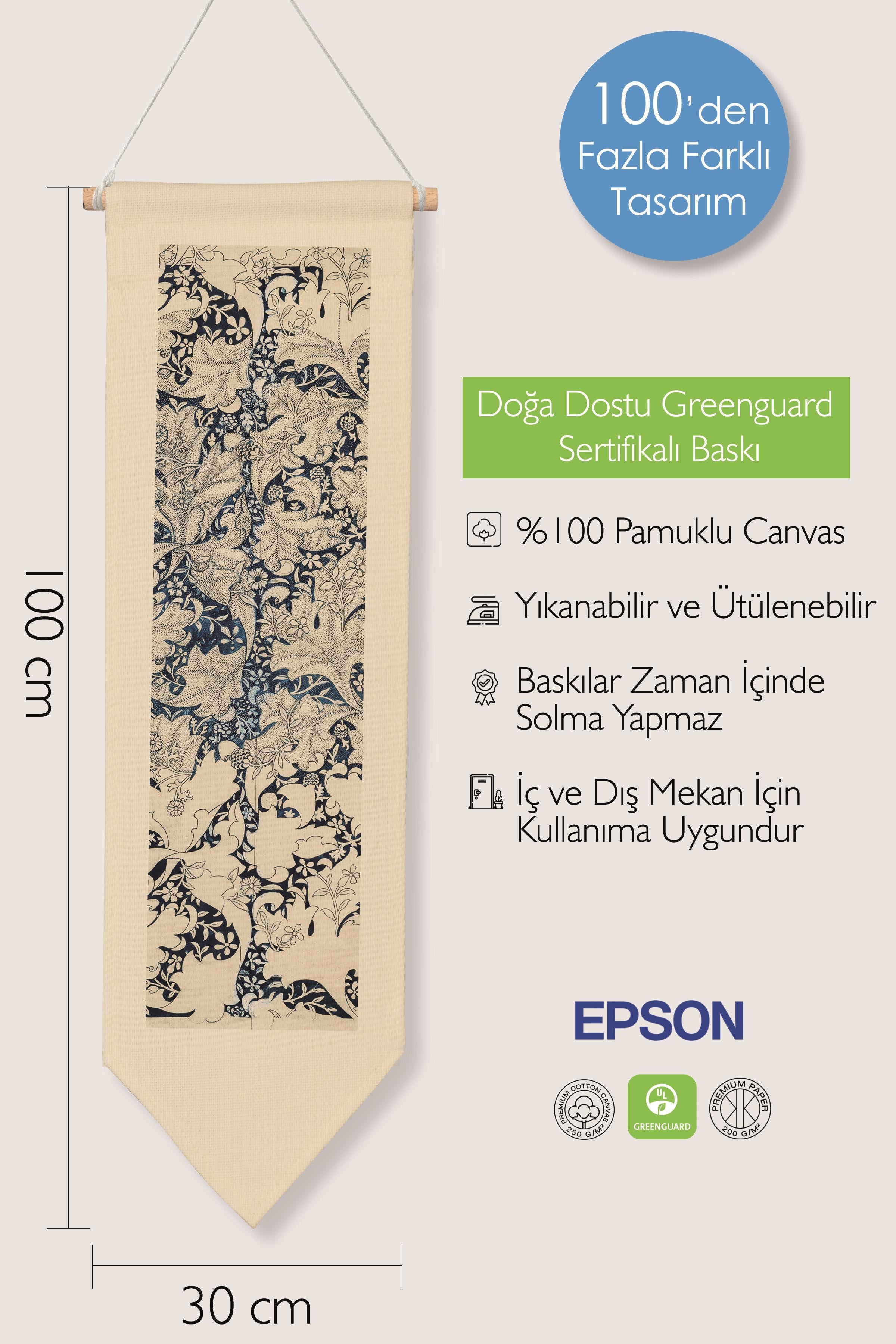 William Morisse Duvar Halısı, Sanat Serisi Dekor, 100cm Kanvas Flama Askılı Duvar Örtüsü NO:690