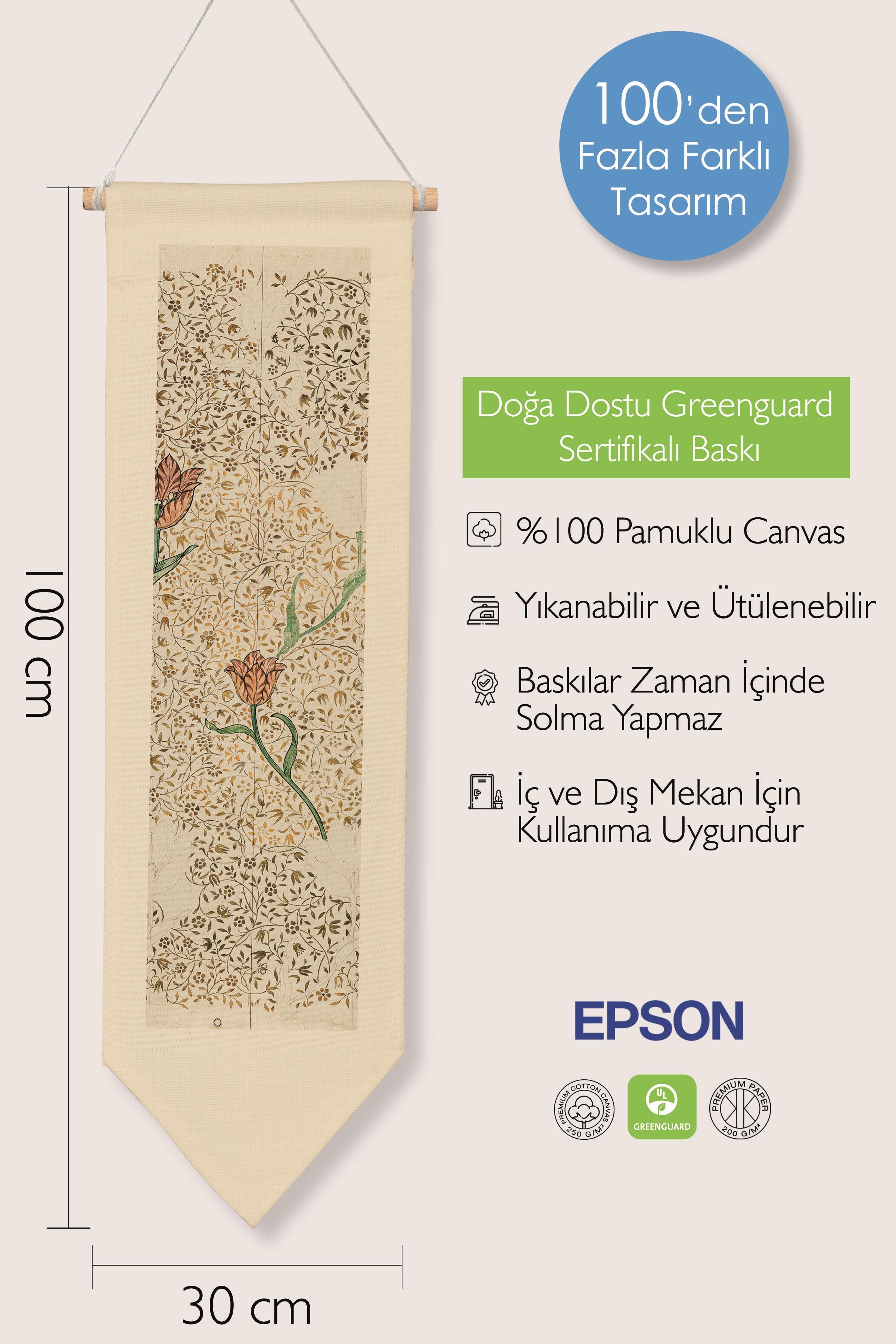 William Morisse Duvar Halısı, Sanat Serisi Dekor, 100cm Kanvas Flama Askılı Duvar Örtüsü NO:691