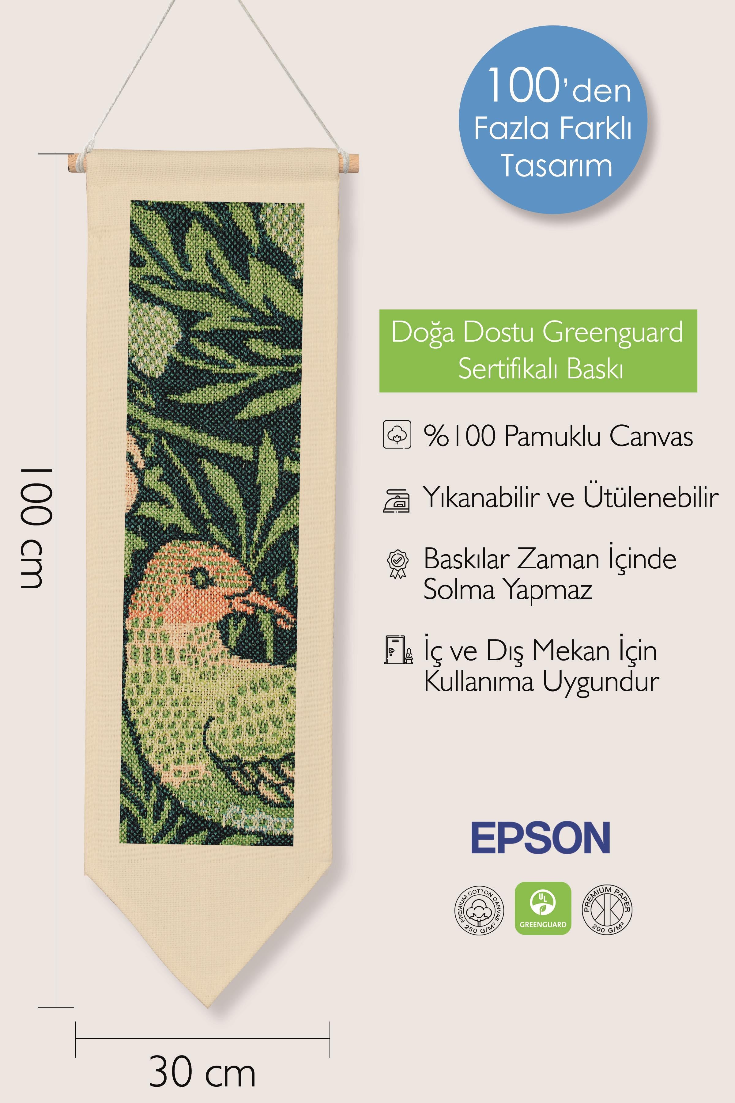 William Morisse Duvar Halısı, Sanat Serisi Dekor, 100cm Kanvas Flama Askılı Duvar Örtüsü NO:695