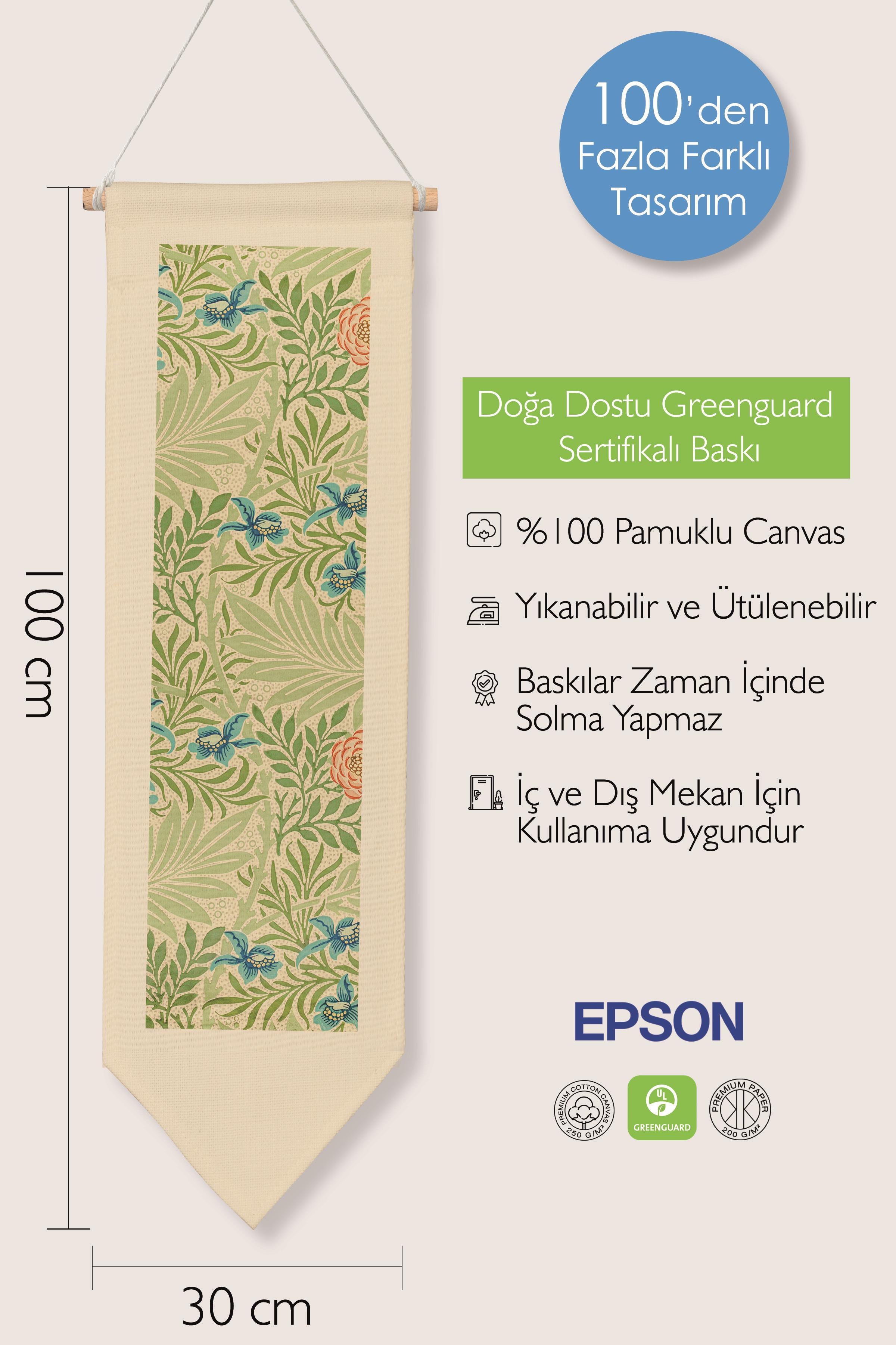 William Morisse Duvar Halısı, Sanat Serisi Dekor, 100cm Kanvas Flama Askılı Duvar Örtüsü NO:700