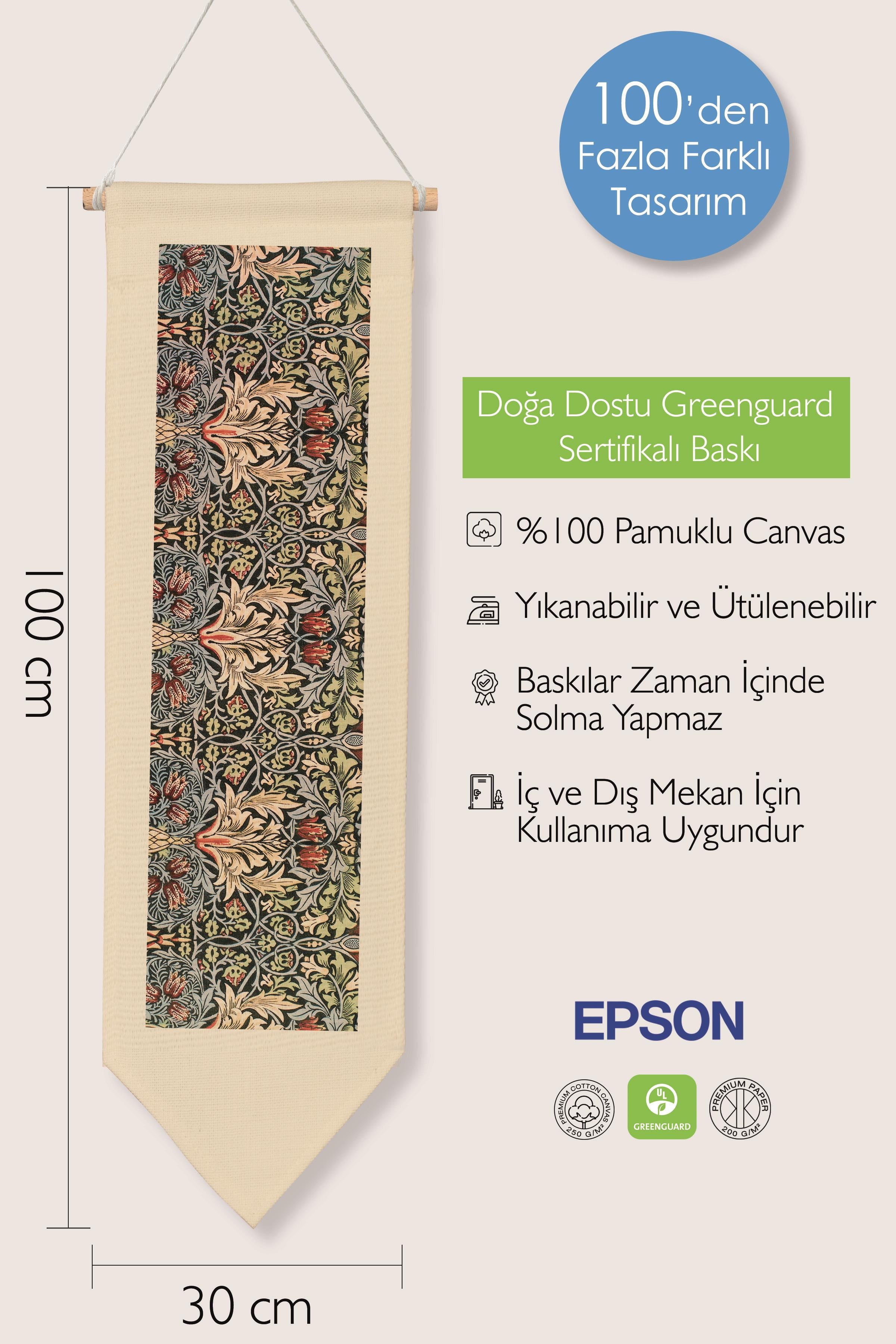 William Morisse Duvar Halısı, Sanat Serisi Dekor, 100cm Kanvas Flama Askılı Duvar Örtüsü NO:702