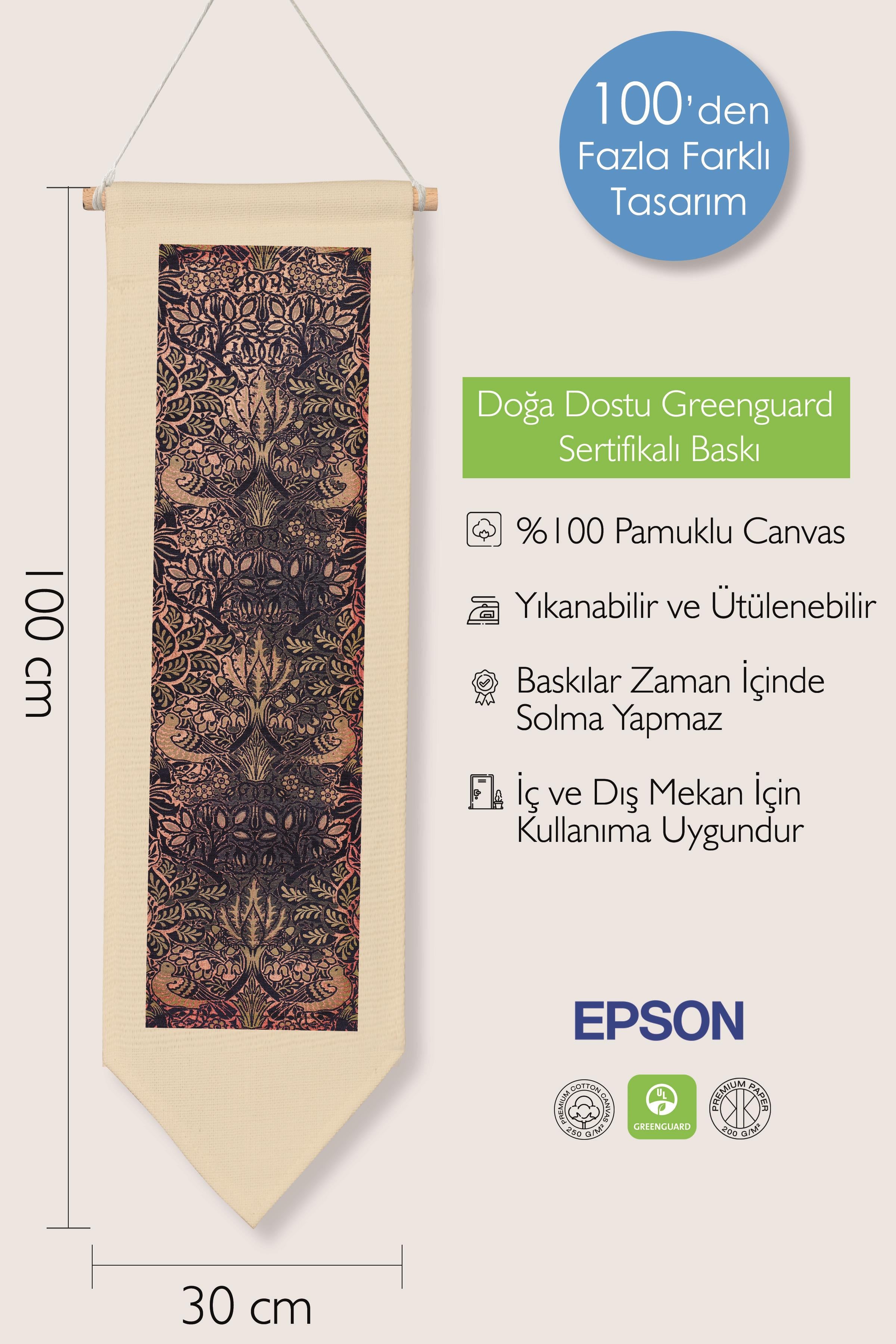 William Morisse Duvar Halısı, Sanat Serisi Dekor, 100cm Kanvas Flama Askılı Duvar Örtüsü NO:703