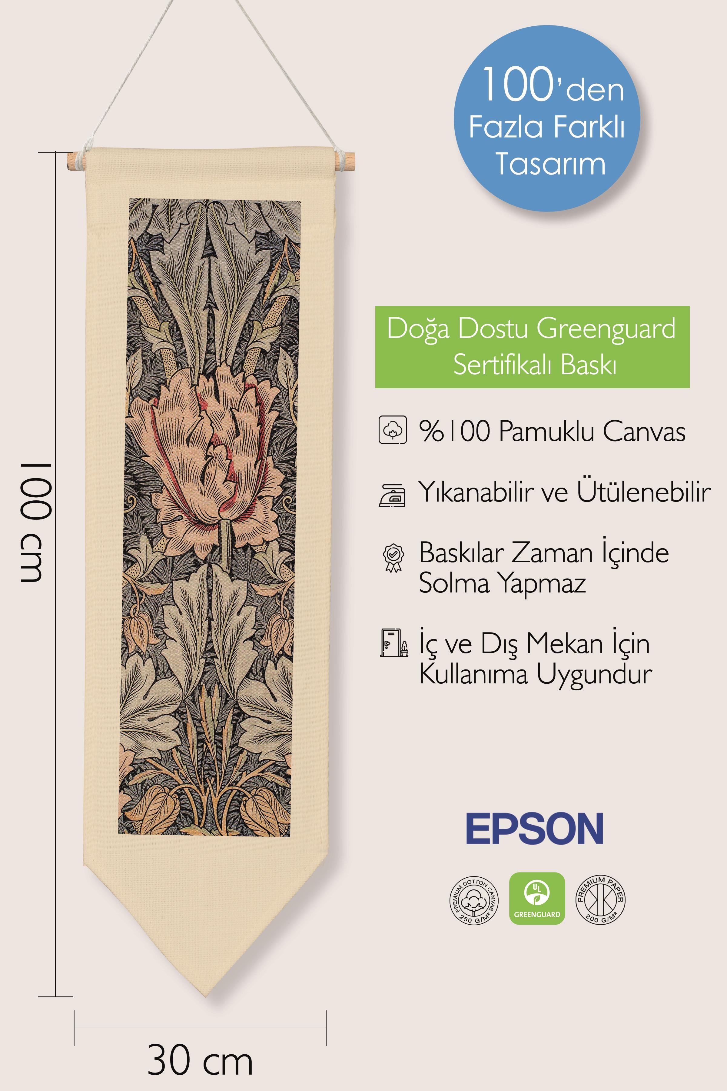 William Morisse Duvar Halısı, Sanat Serisi Dekor, 100cm Kanvas Flama Askılı Duvar Örtüsü NO:704