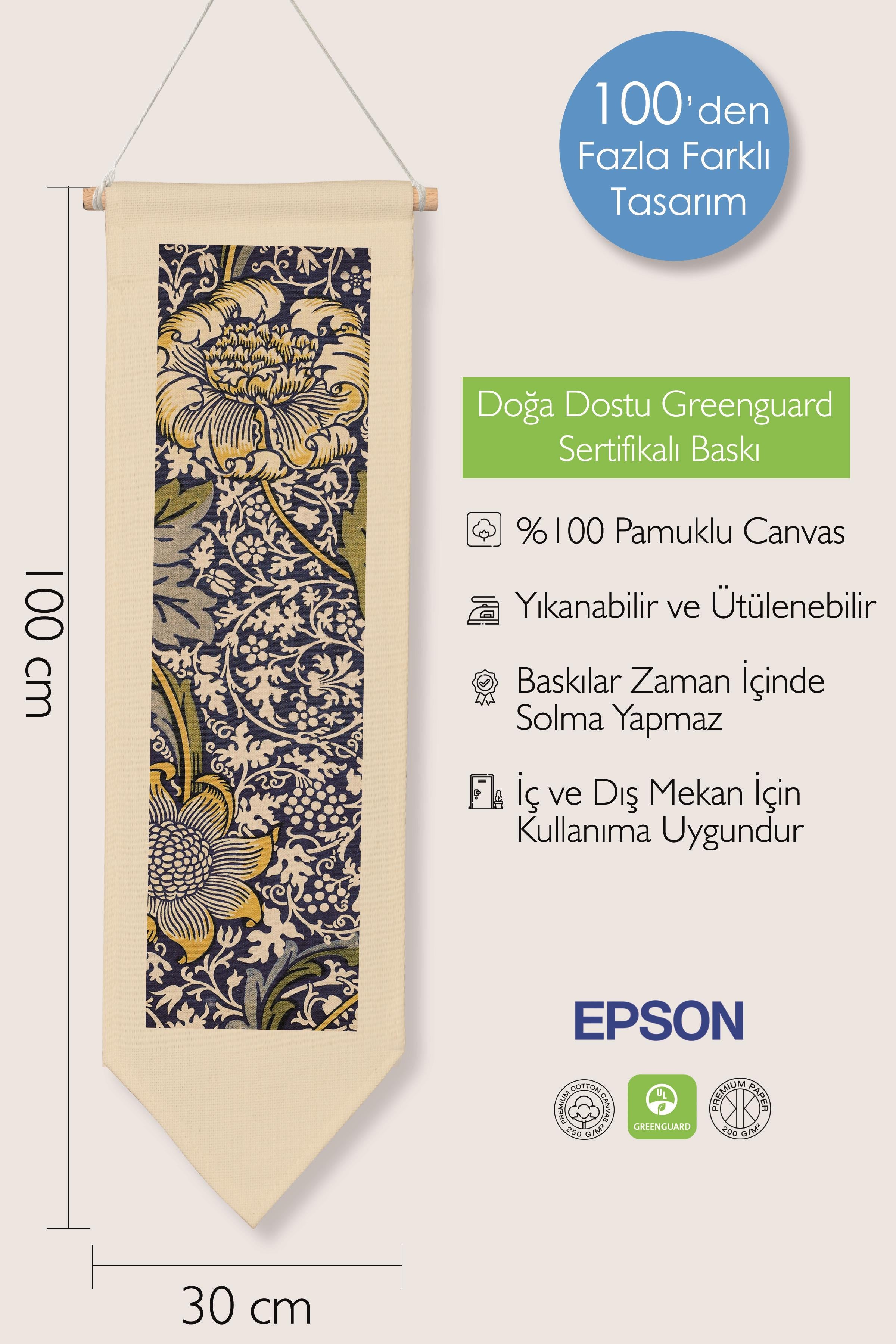 William Morisse Duvar Halısı, Sanat Serisi Dekor, 100cm Kanvas Flama Askılı Duvar Örtüsü NO:705