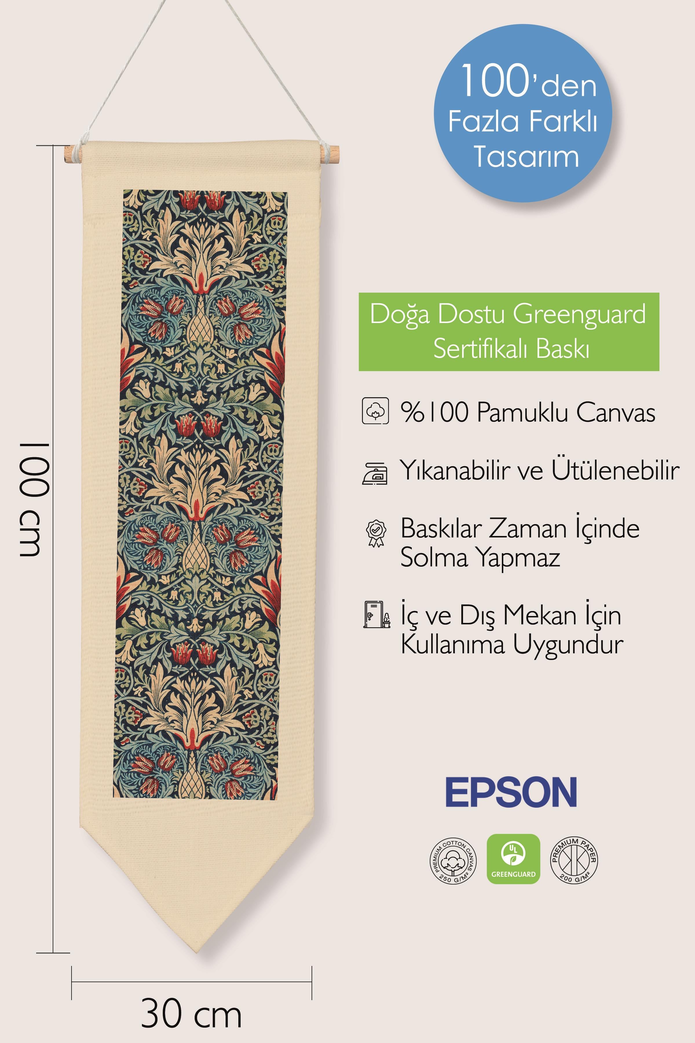 William Morisse Duvar Halısı, Sanat Serisi Dekor, 100cm Kanvas Flama Askılı Duvar Örtüsü NO:709