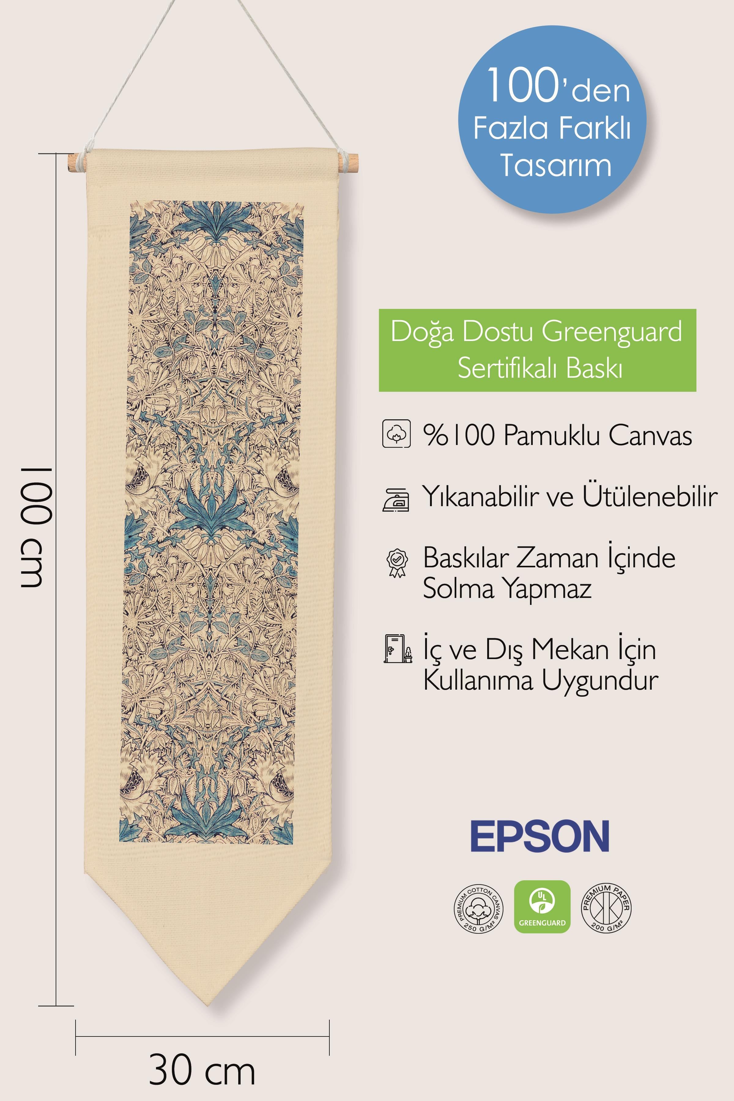 William Morisse Duvar Halısı, Sanat Serisi Dekor, 100cm Kanvas Flama Askılı Duvar Örtüsü NO:716