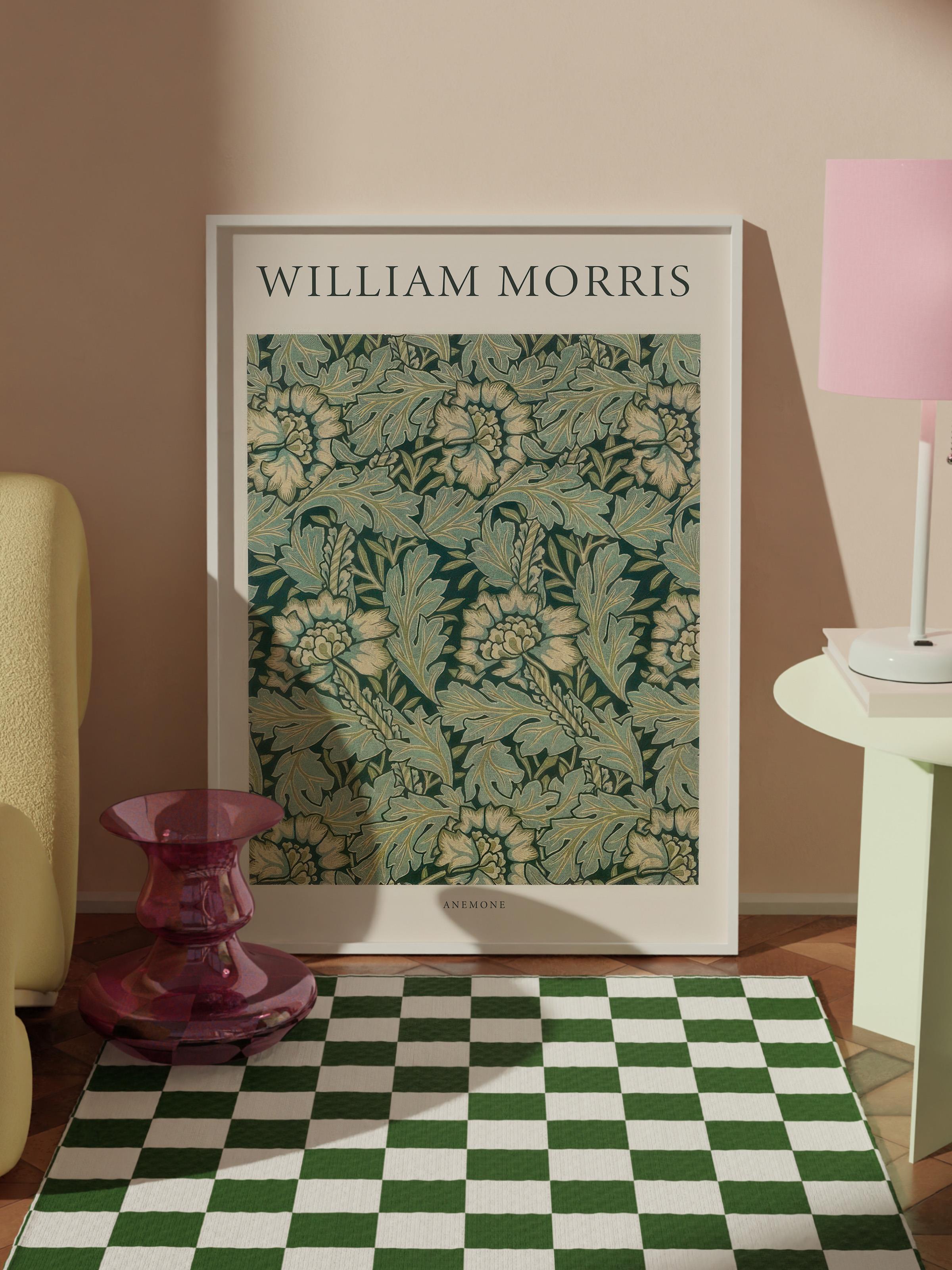 William Morris - Anemone Beyaz Çerçeveli Tablo, Duvar Tablosu Comfort Serisi NO:108469