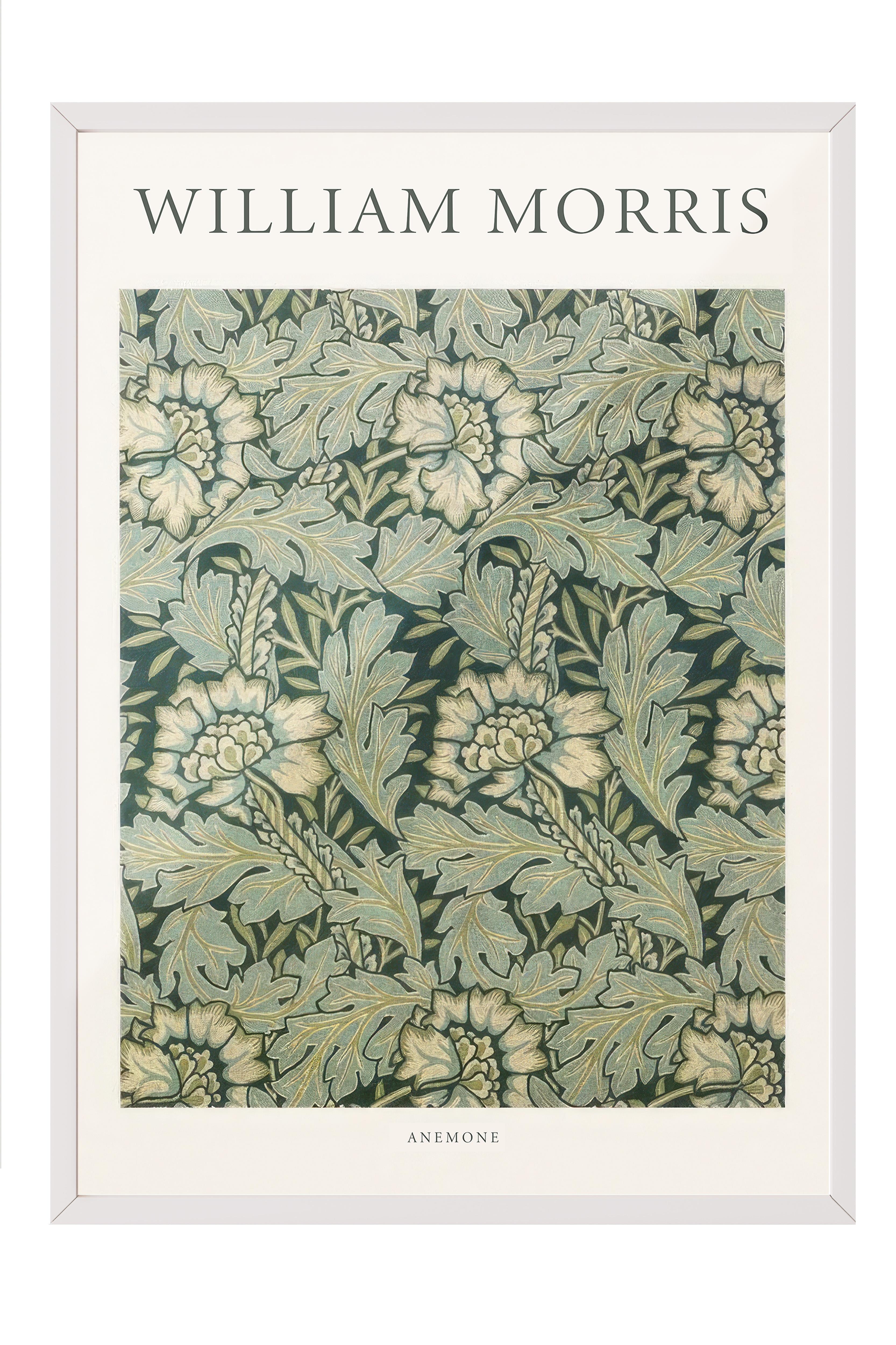 William Morris - Anemone Beyaz Çerçeveli Tablo, Duvar Tablosu Comfort Serisi NO:108469