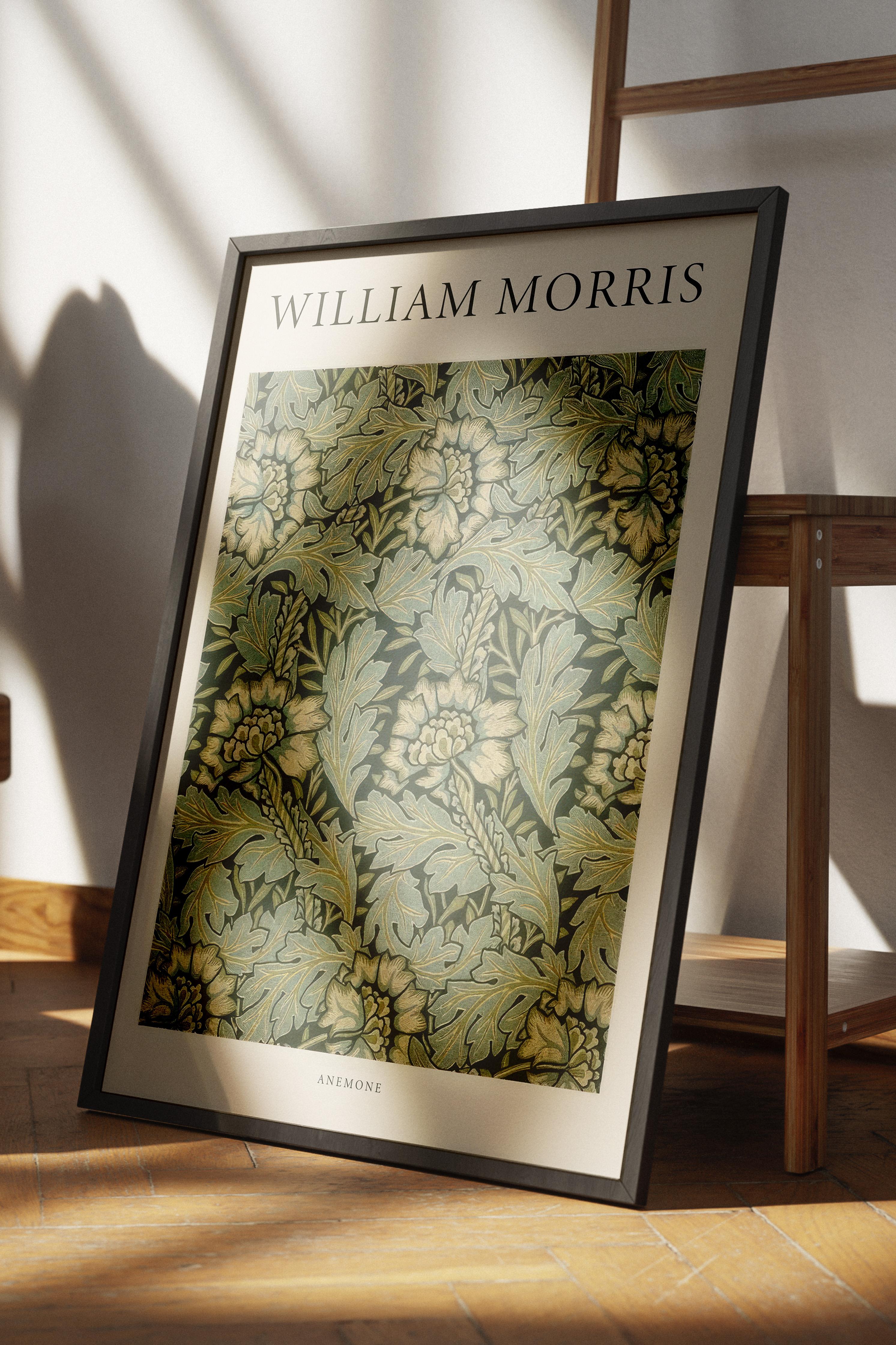 William Morris - Anemone Siyah Çerçeveli Tablo, Duvar Tablosu Comfort Serisi NO:108469