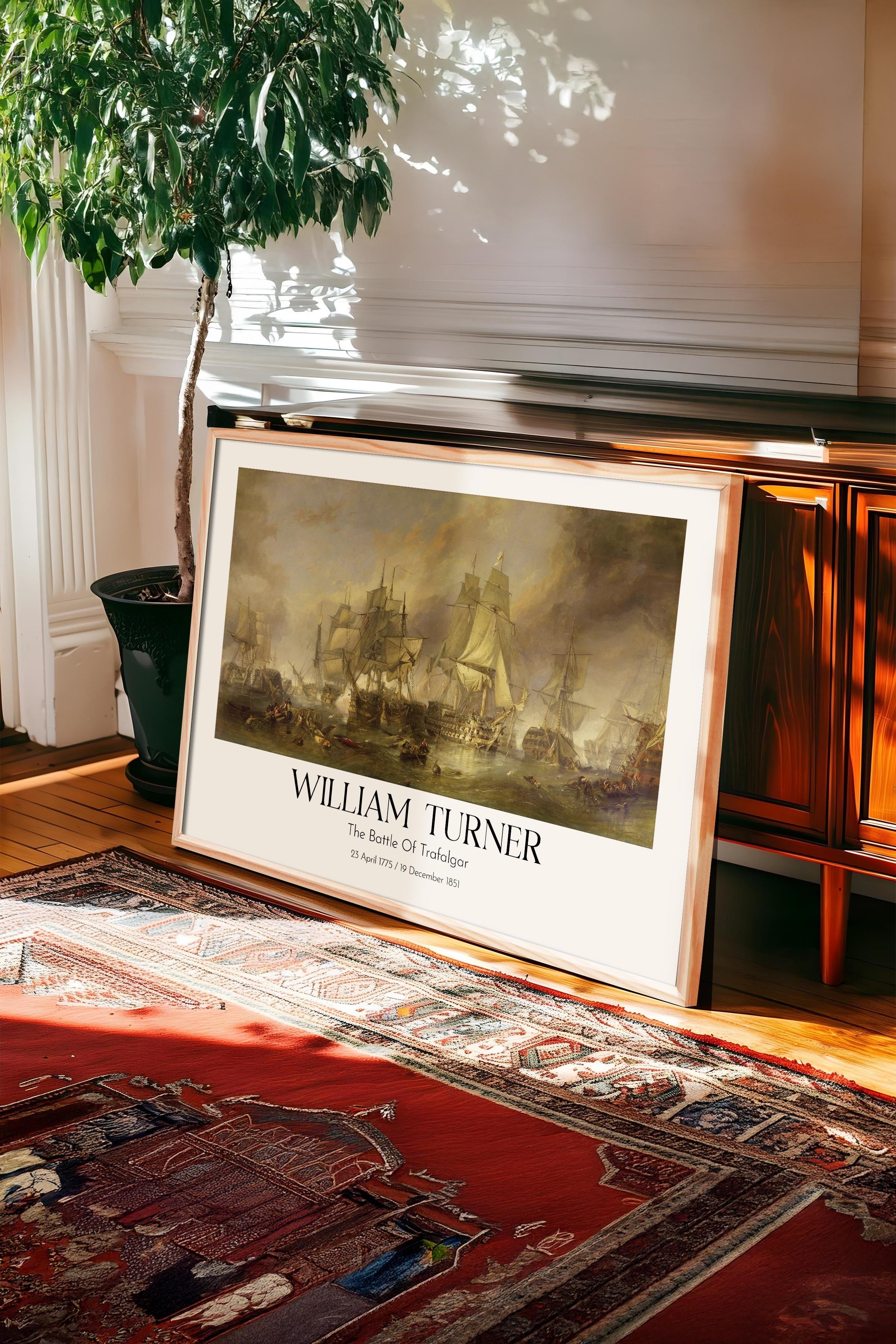 William Turner - The Battle Of Trafalgar, Ahşap Çerçeveli Tablo, Sanat Serisi NO:112473