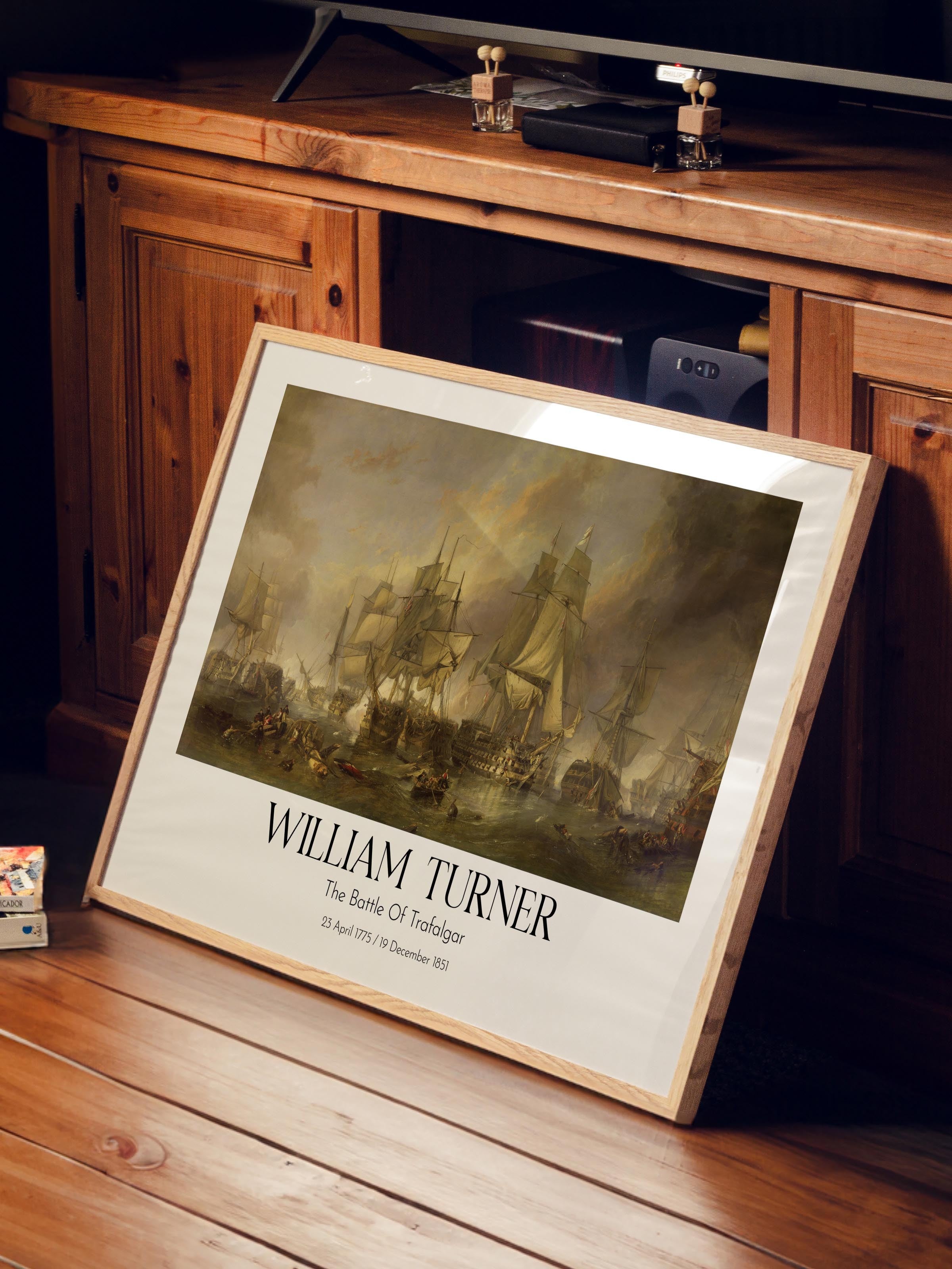 William Turner - The Battle Of Trafalgar, Ahşap Çerçeveli Tablo, Sanat Serisi NO:112473