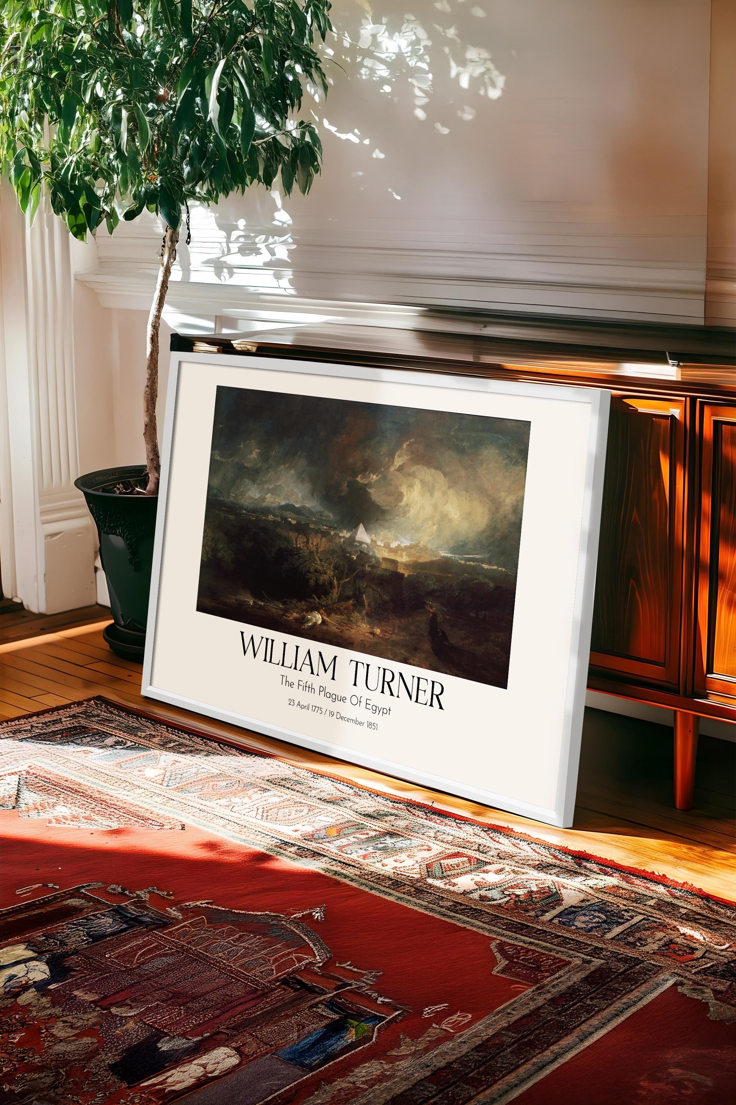 William Turner - The Fifth Plague Of Egypt, Beyaz Çerçeveli Tablo, Sanat Serisi NO:112475