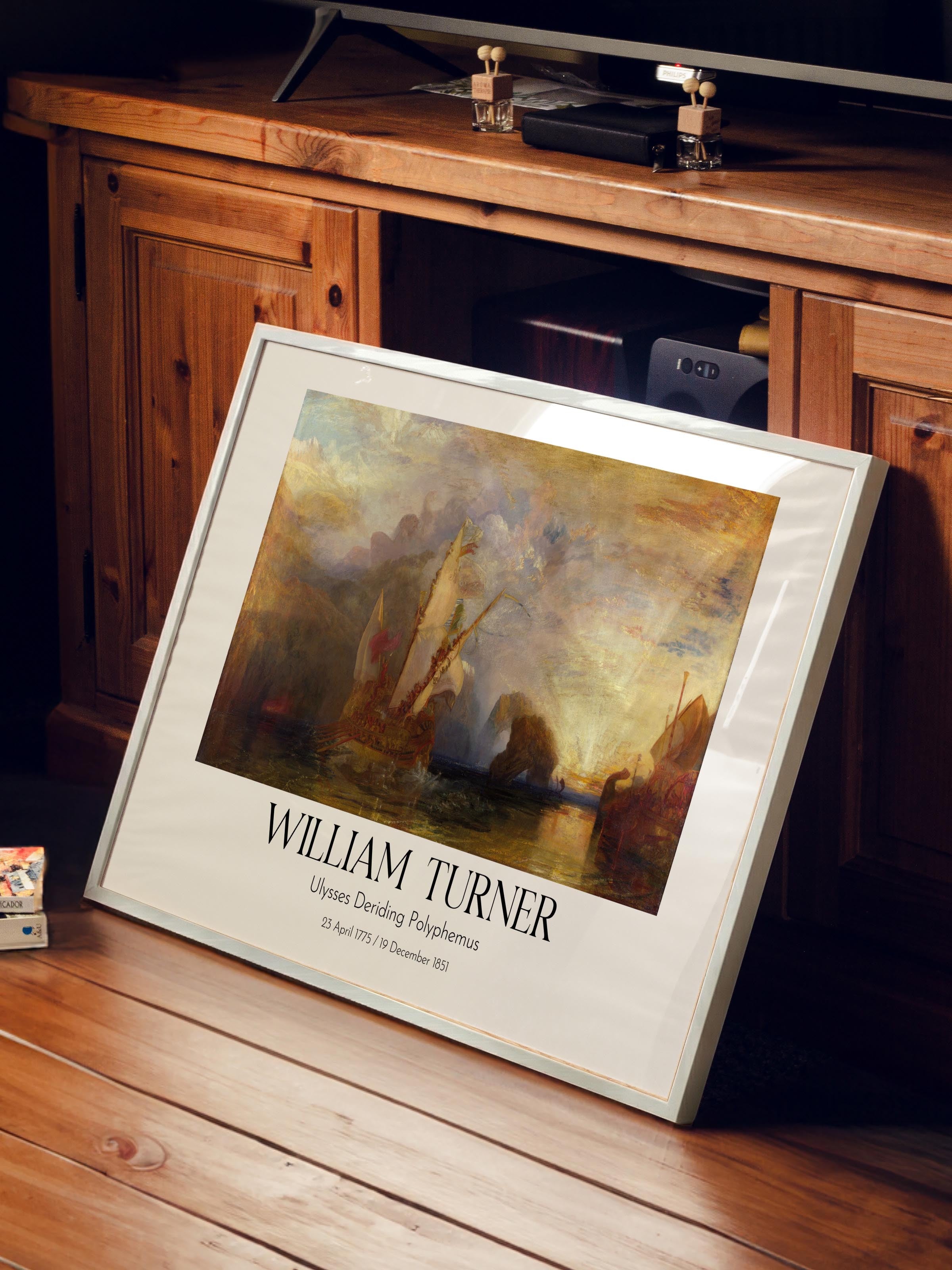 William Turner - Ulysses Deriding Polyphemus, Beyaz Çerçeveli Tablo, Sanat Serisi NO:112476