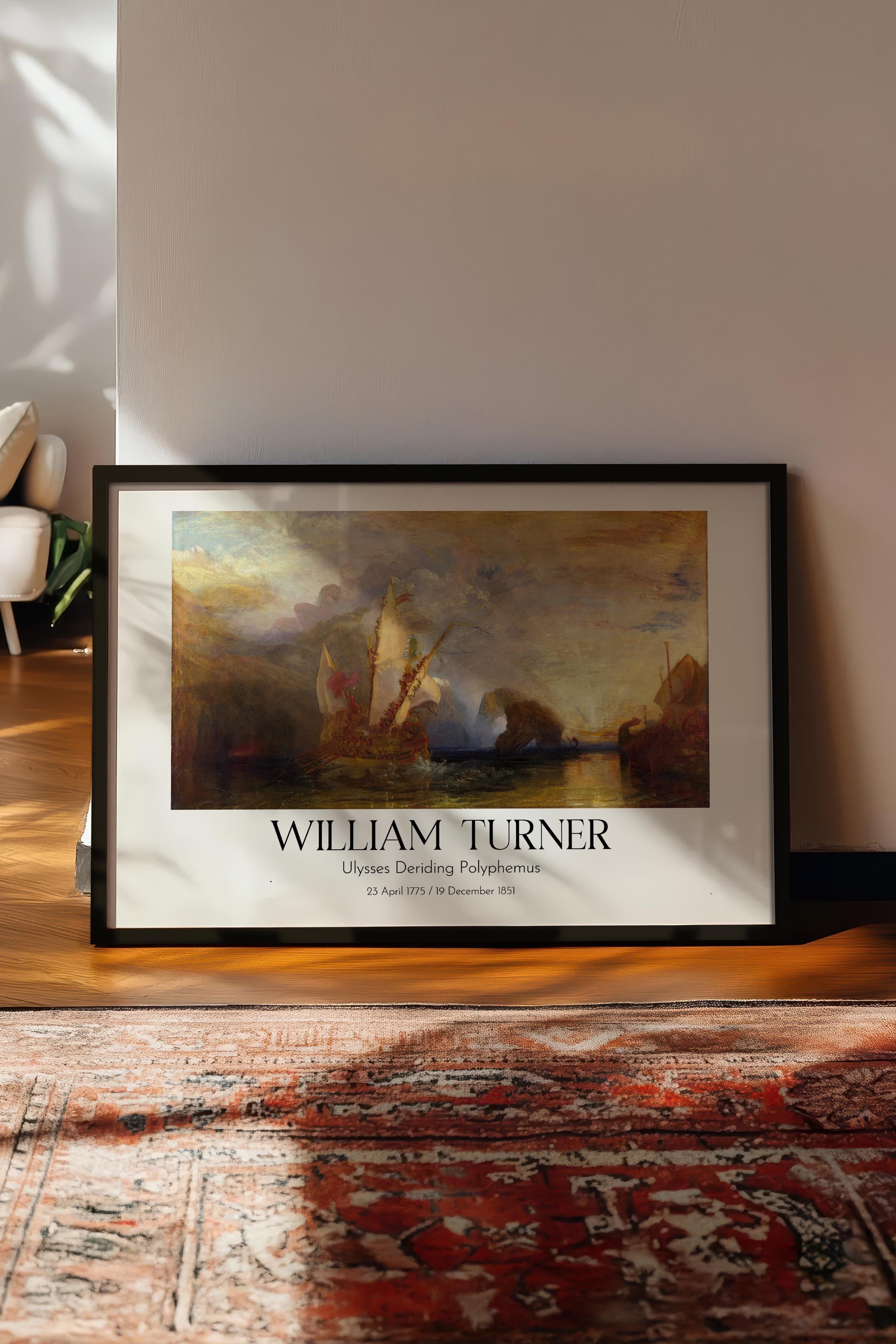William Turner - Ulysses Deriding Polyphemus, Siyah Çerçeveli Tablo, Sanat Serisi NO:112476