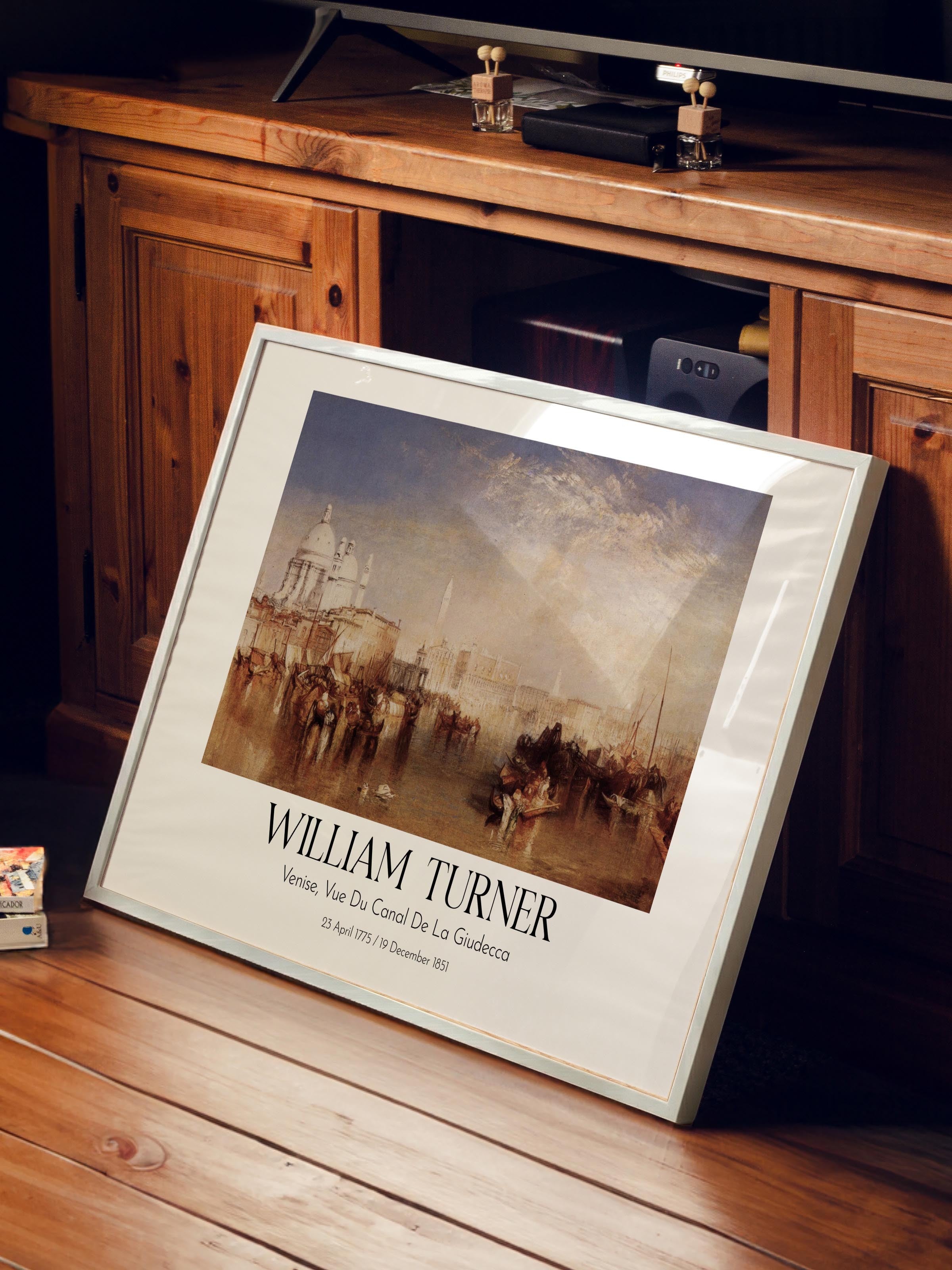 William Turner - Venise, Vue Du Canal De La Giudecca, Beyaz Çerçeveli Tablo, Sanat Serisi NO:112477