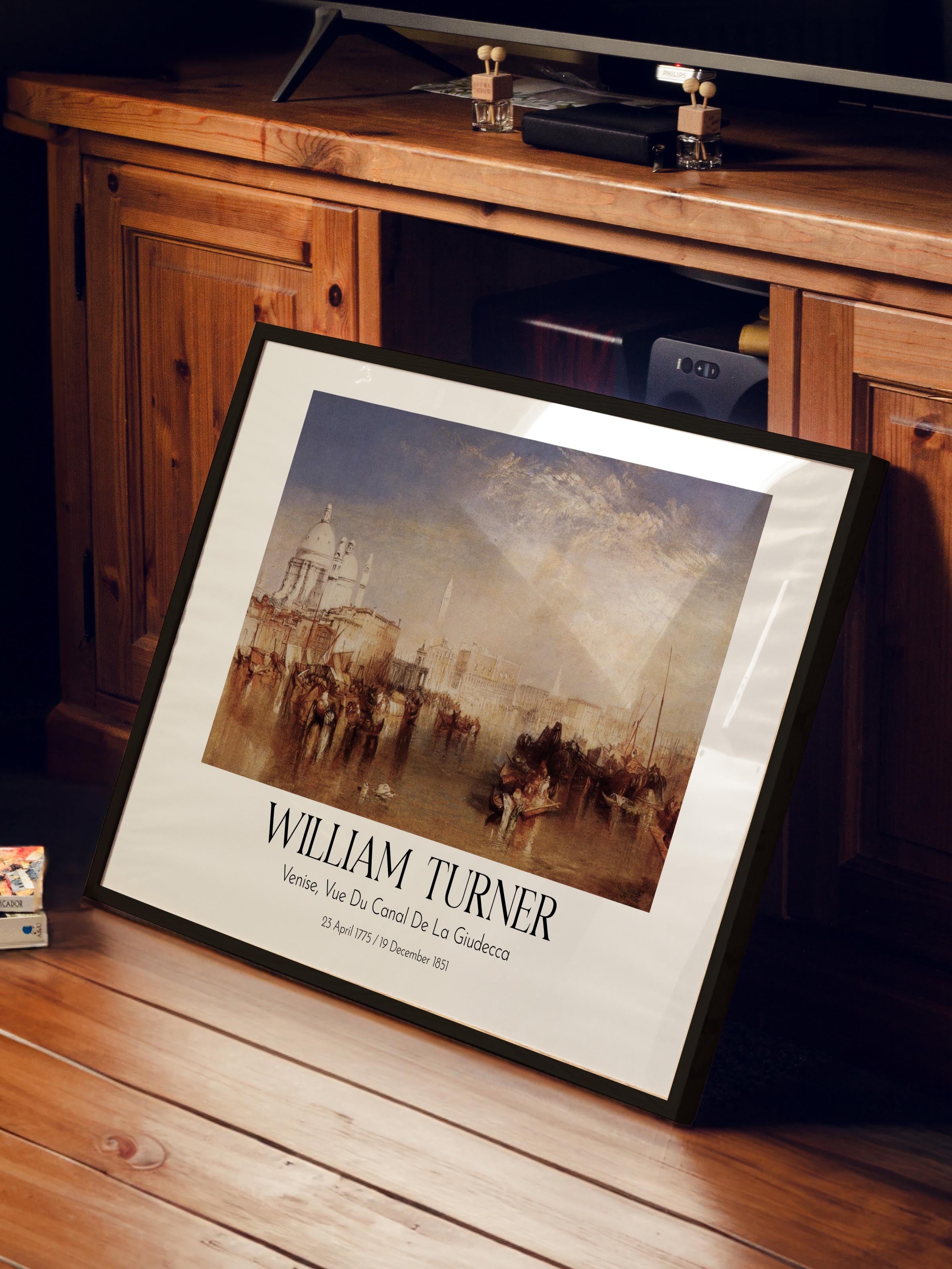 William Turner - Venise, Vue Du Canal De La Giudecca, Siyah Çerçeveli Tablo, Sanat Serisi NO:112477