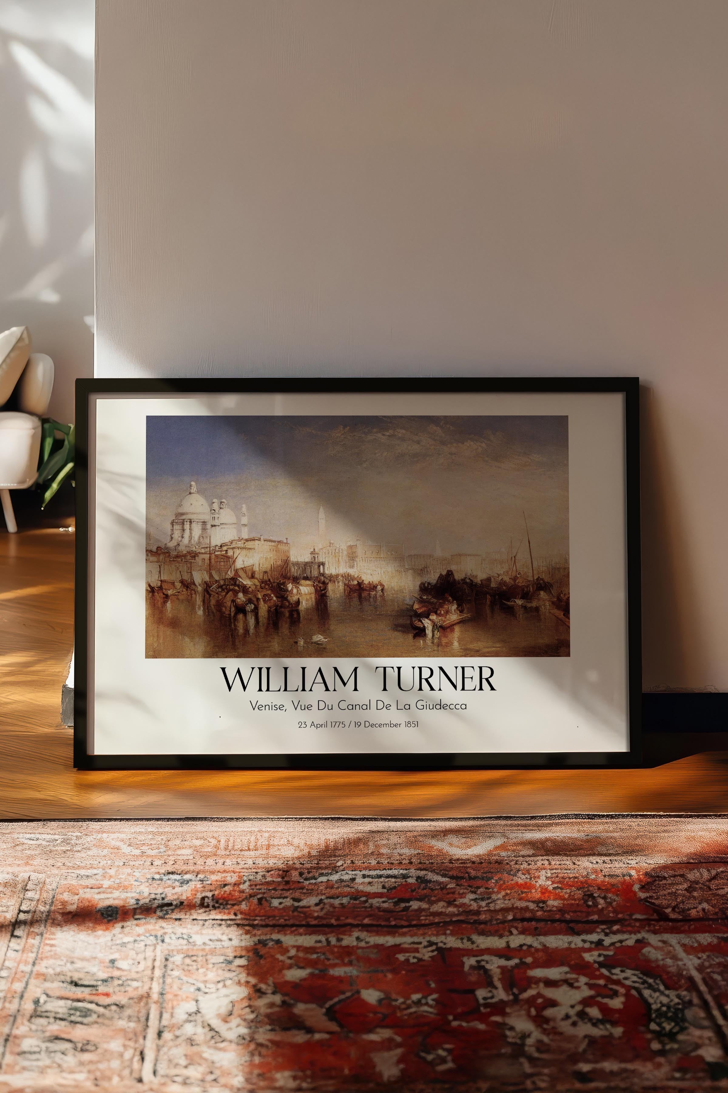 William Turner - Venise, Vue Du Canal De La Giudecca, Siyah Çerçeveli Tablo, Sanat Serisi NO:112477