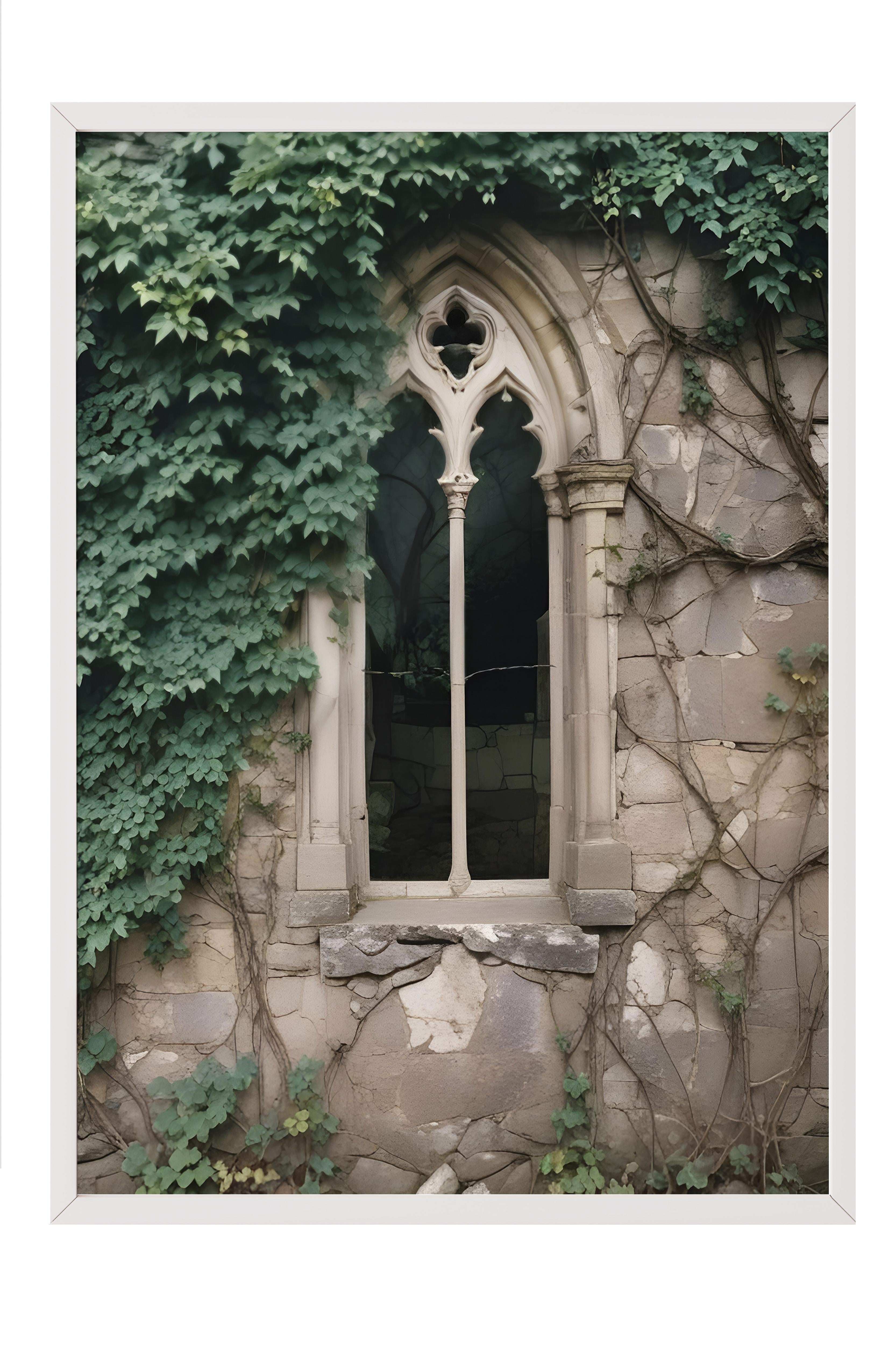 Window in the Forest Beyaz Çerçeveli Tablo, Duvar Tablosu Comfort Serisi NO:108495