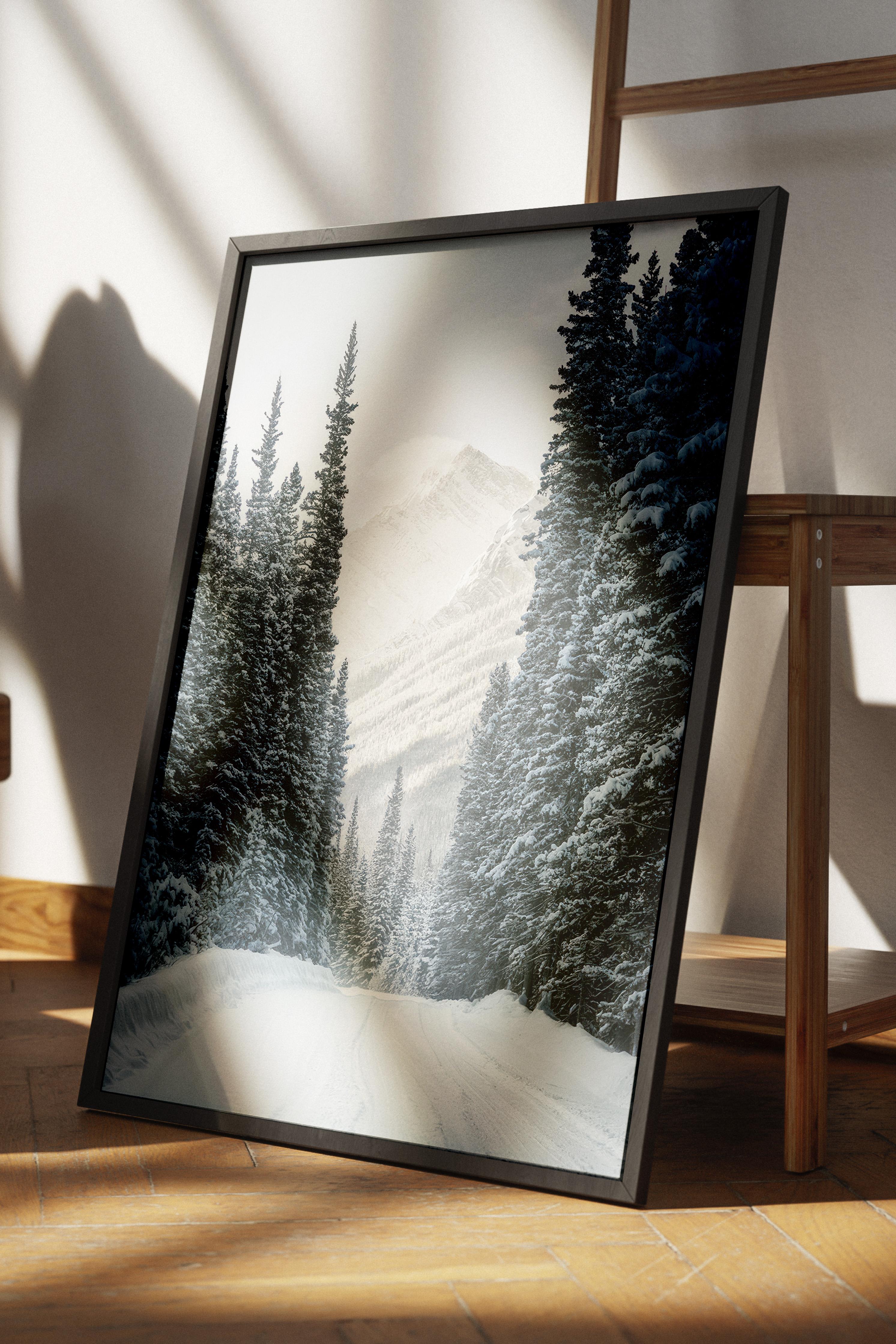 Winter Road Çerçeveli Yılbaşı Tablosu, Siyah Çerçeve ve Poster Comfort Serisi NO:108511