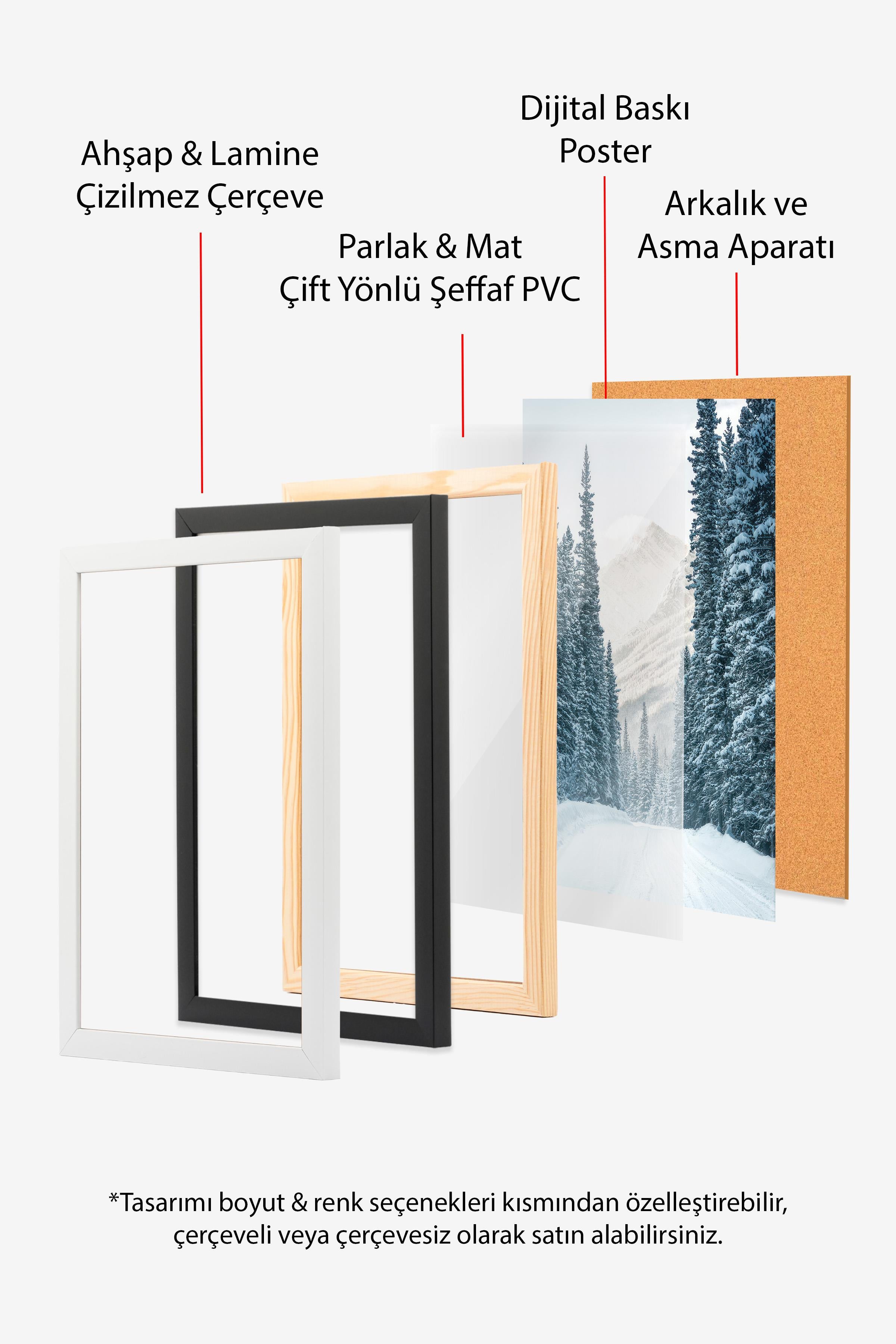 Winter Road Çerçeveli Yılbaşı Tablosu, Siyah Çerçeve ve Poster Comfort Serisi NO:108511
