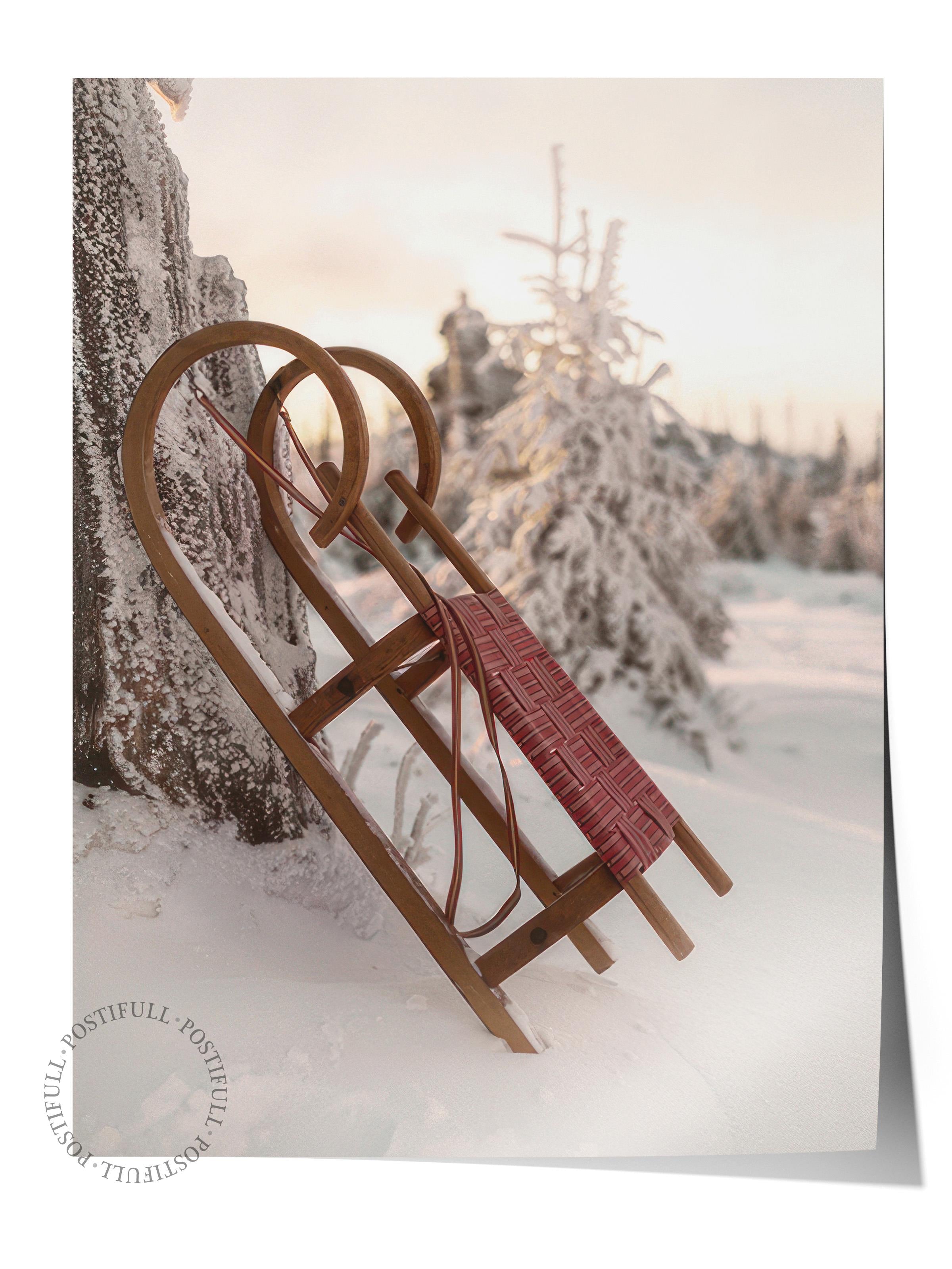 Winter Sleigh  Poster, Çerçevesiz Duvar Posteri, Yılbaşı Duvar Tablosu Comfort Serisi NO:108512