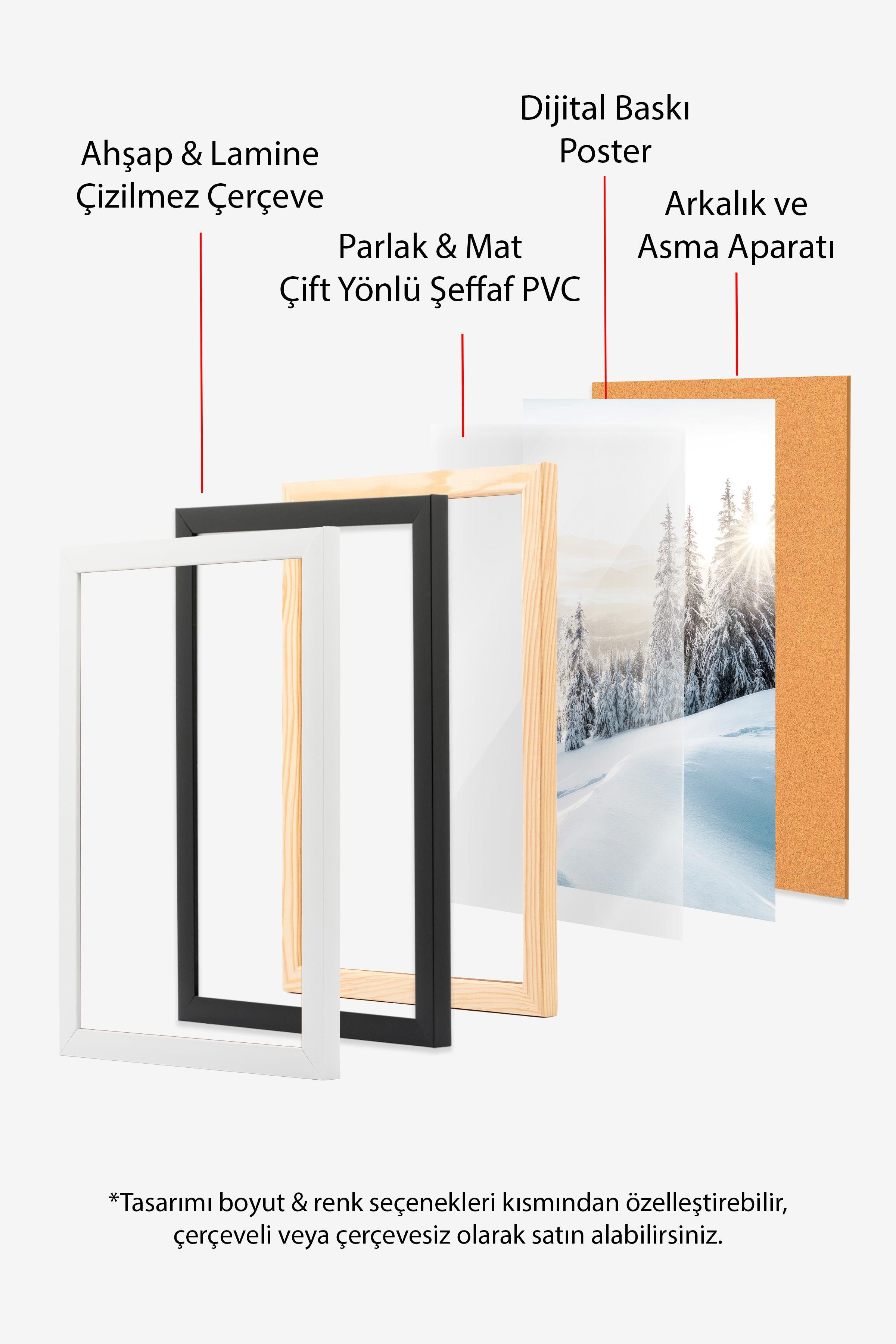 Winter Sunrise Çerçeveli Yılbaşı Tablosu, Siyah Çerçeve ve Poster Comfort Serisi NO:108510