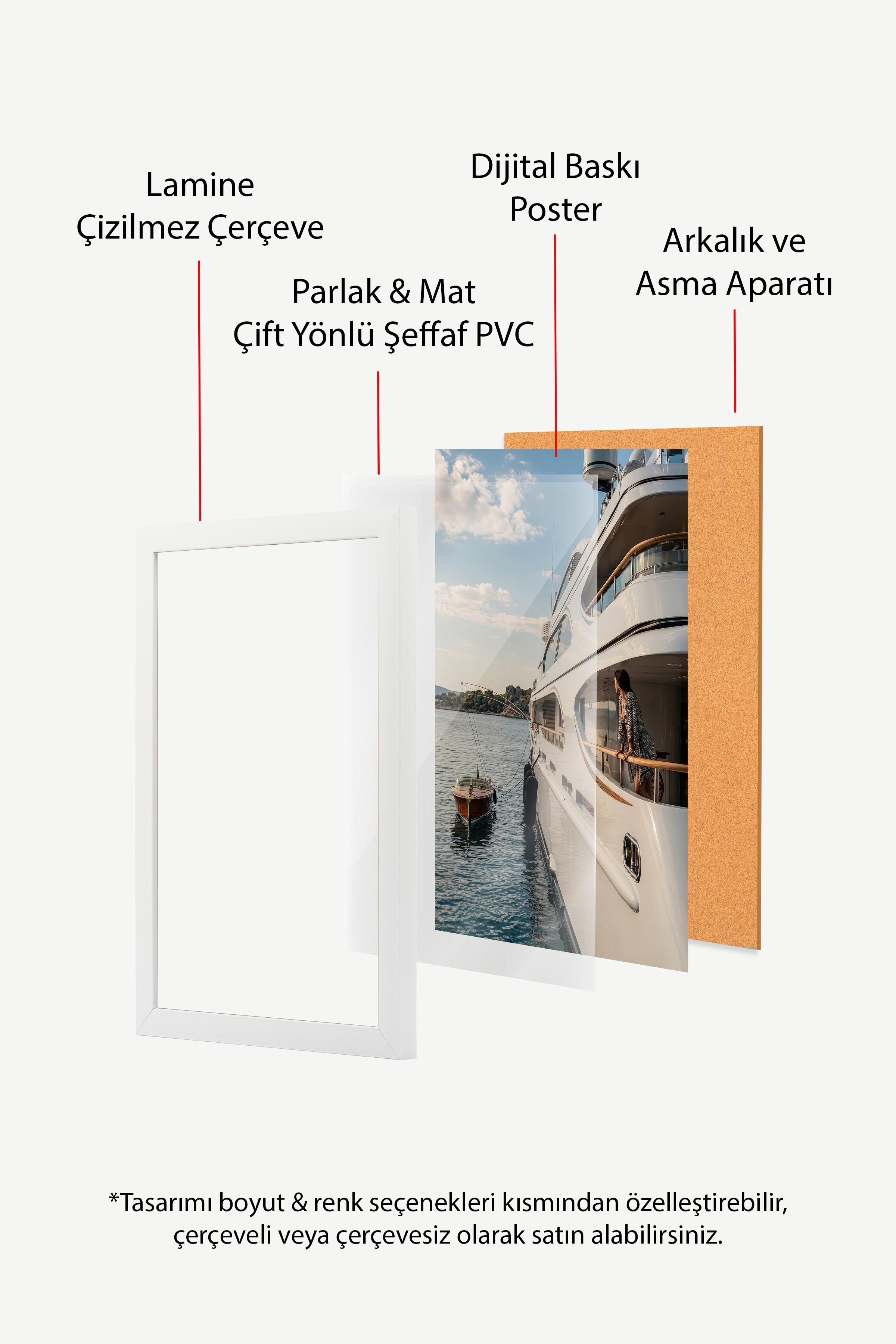 Yat ve Deniz Manzarası Posteri, Beyaz Çerçeveli Poster, Old Money Serisi, NO:113162