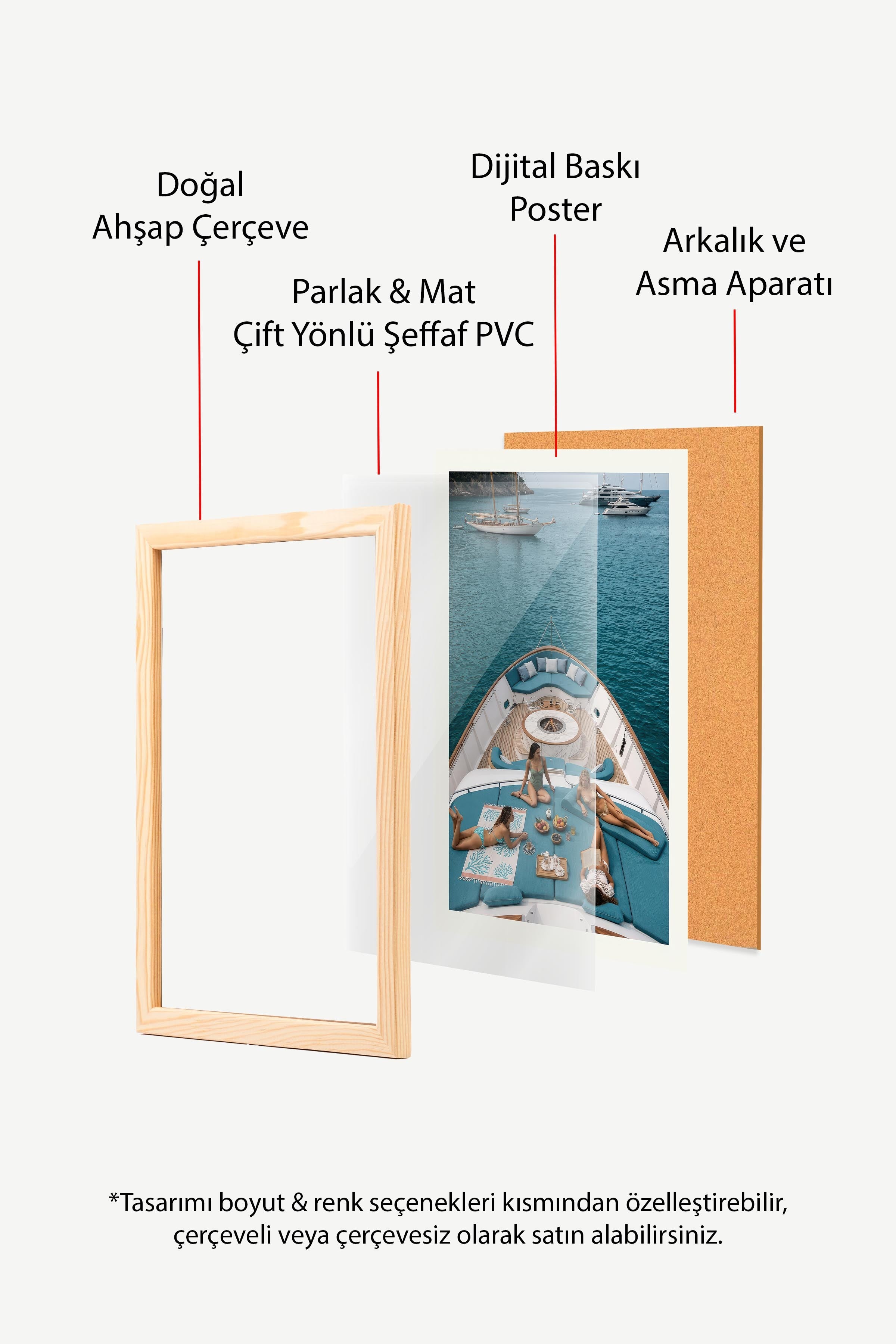 Yat ve Deniz Posteri, Ahşap Çerçeveli Poster, Old Money Serisi, NO:113191