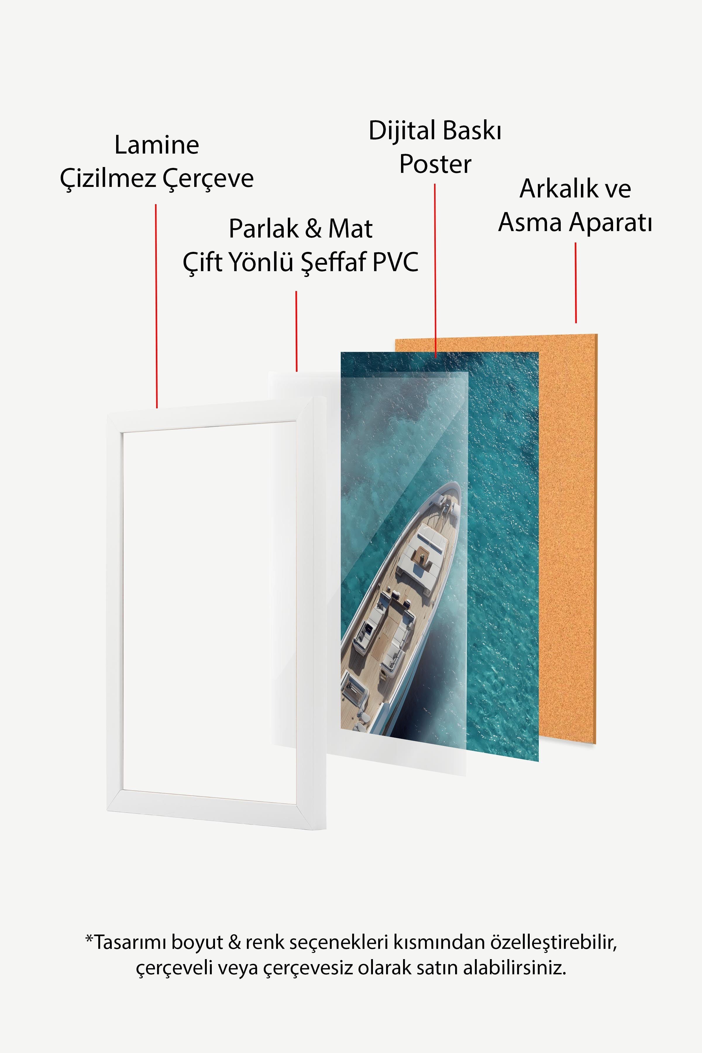 Yat ve Deniz Posteri, Beyaz Çerçeveli Poster, Old Money Serisi, NO:113242