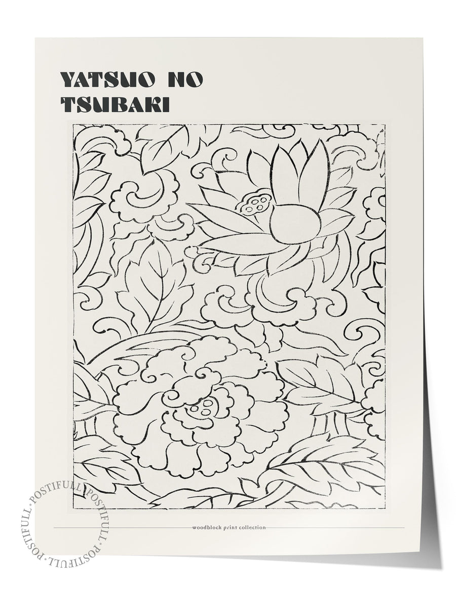 Farklı Tonlarda YATSUO NO TSUBAKI Modern Sanat Çerçevesiz Poster