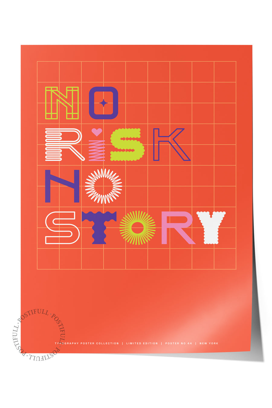 NO RISK NO STORY Yazı Sanatı Çerçevesiz Poster