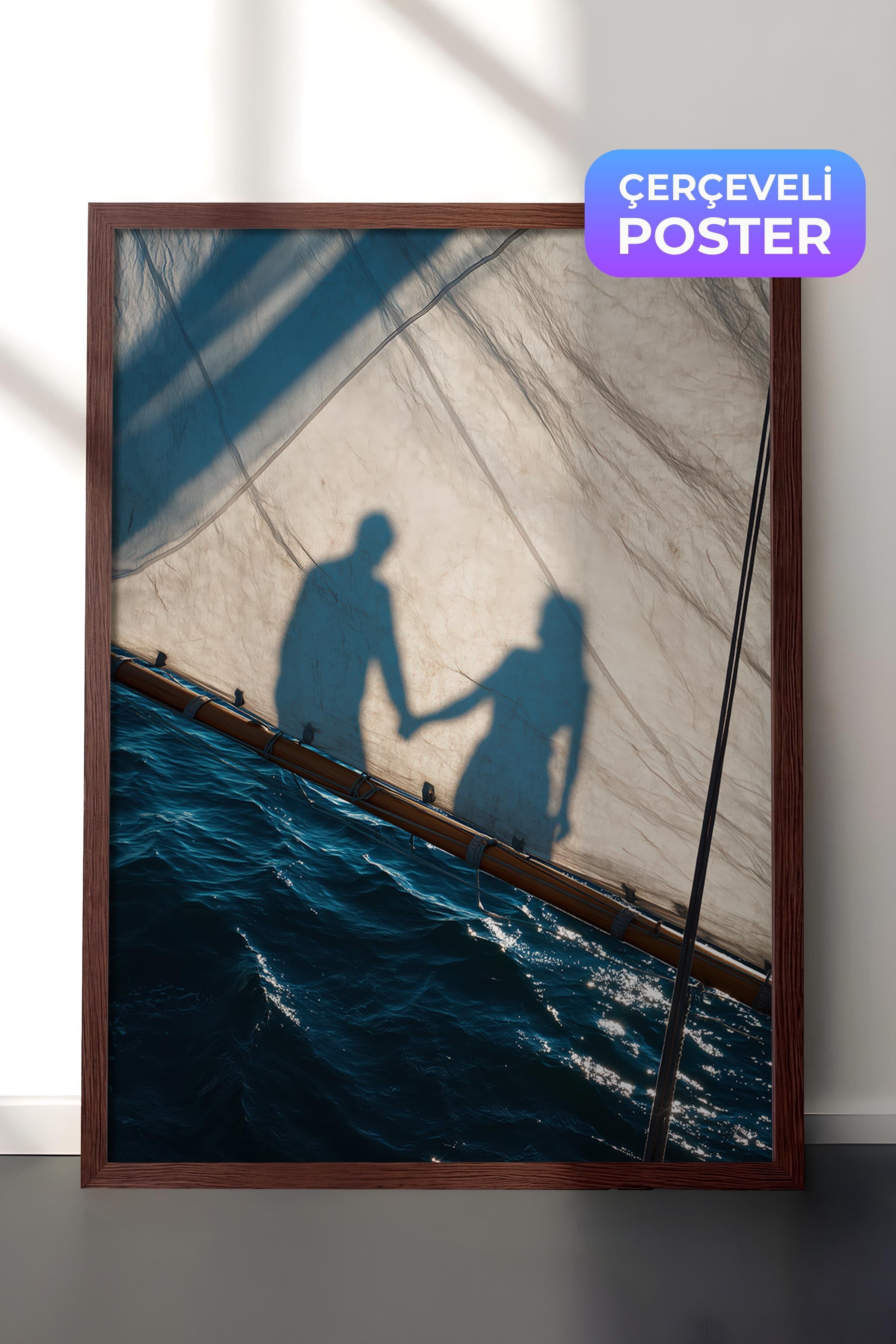 Yelken ve Gölge Posteri, Kahverengi Çerçeveli Poster, Old Money Serisi, NO:113230
