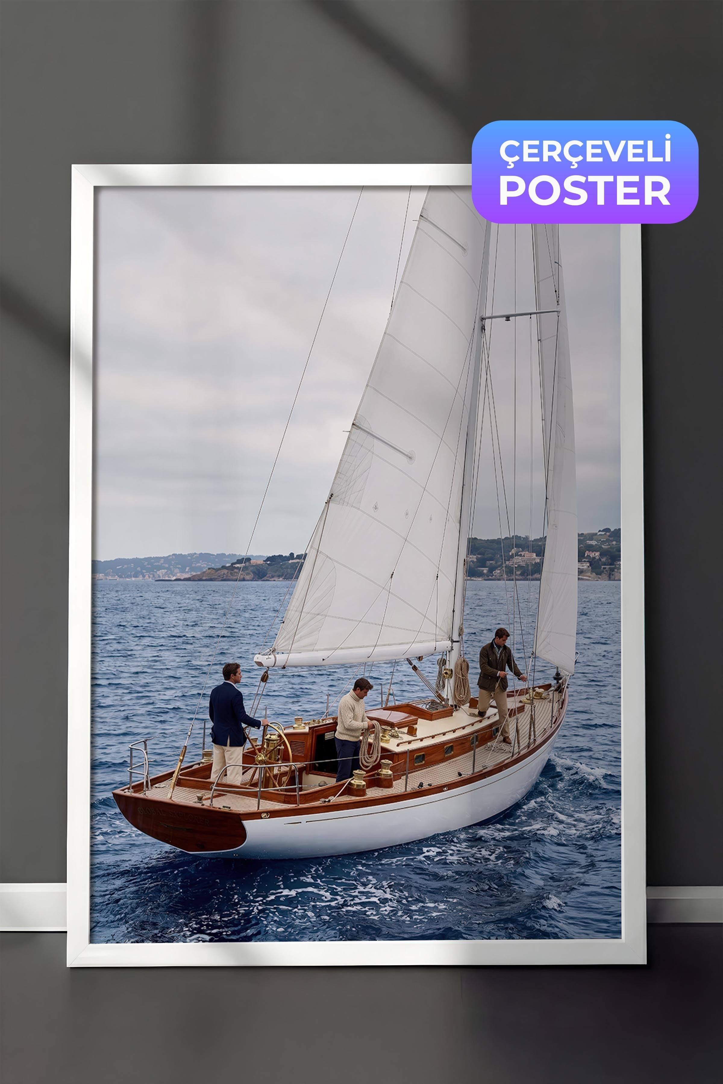 Yelkenli Posteri, Beyaz Çerçeveli Poster, Old Money Serisi, NO:113203