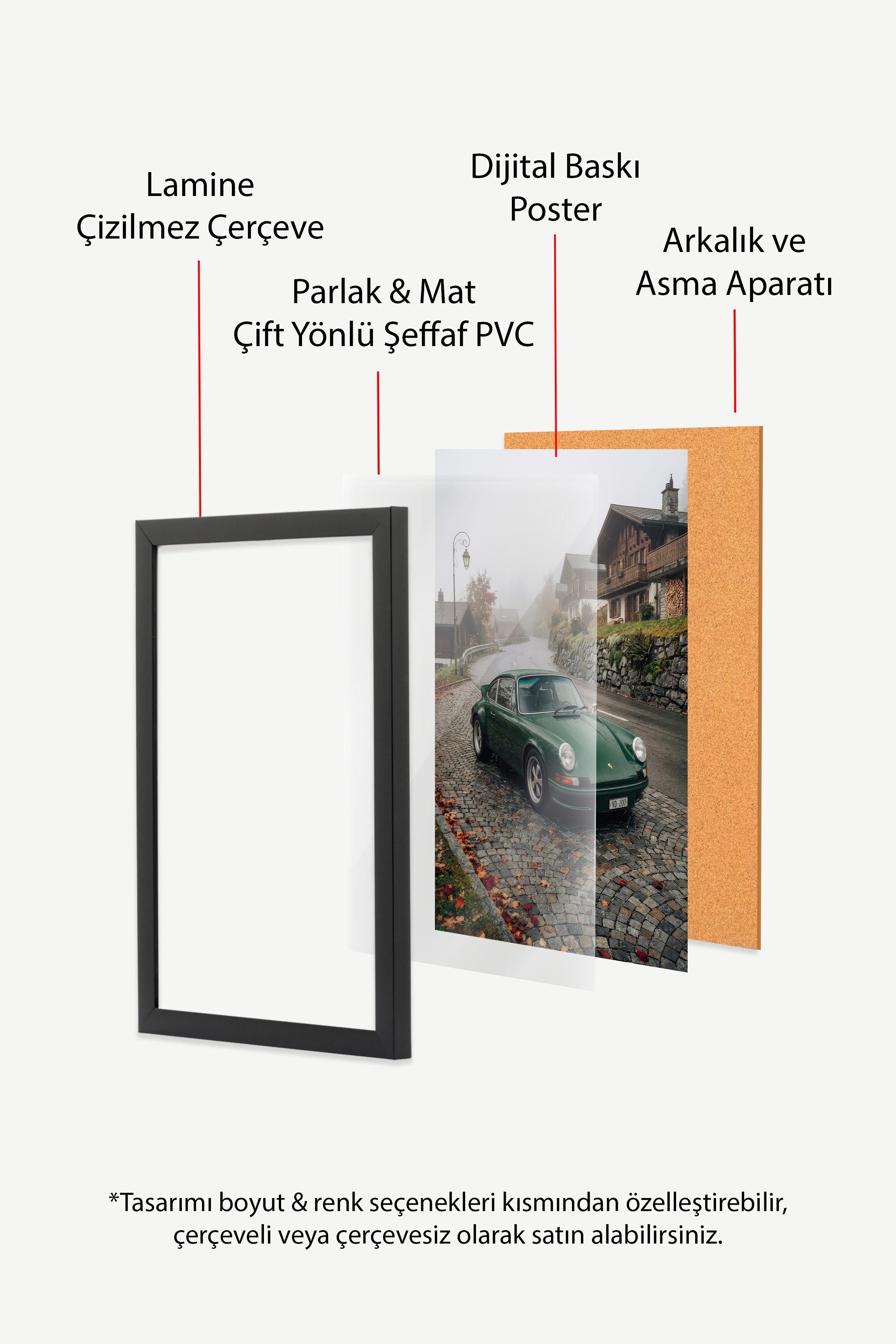 Yeşil Klasik Araba Posteri, Siyah Çerçeveli Poster, Old Money Serisi, NO:113127