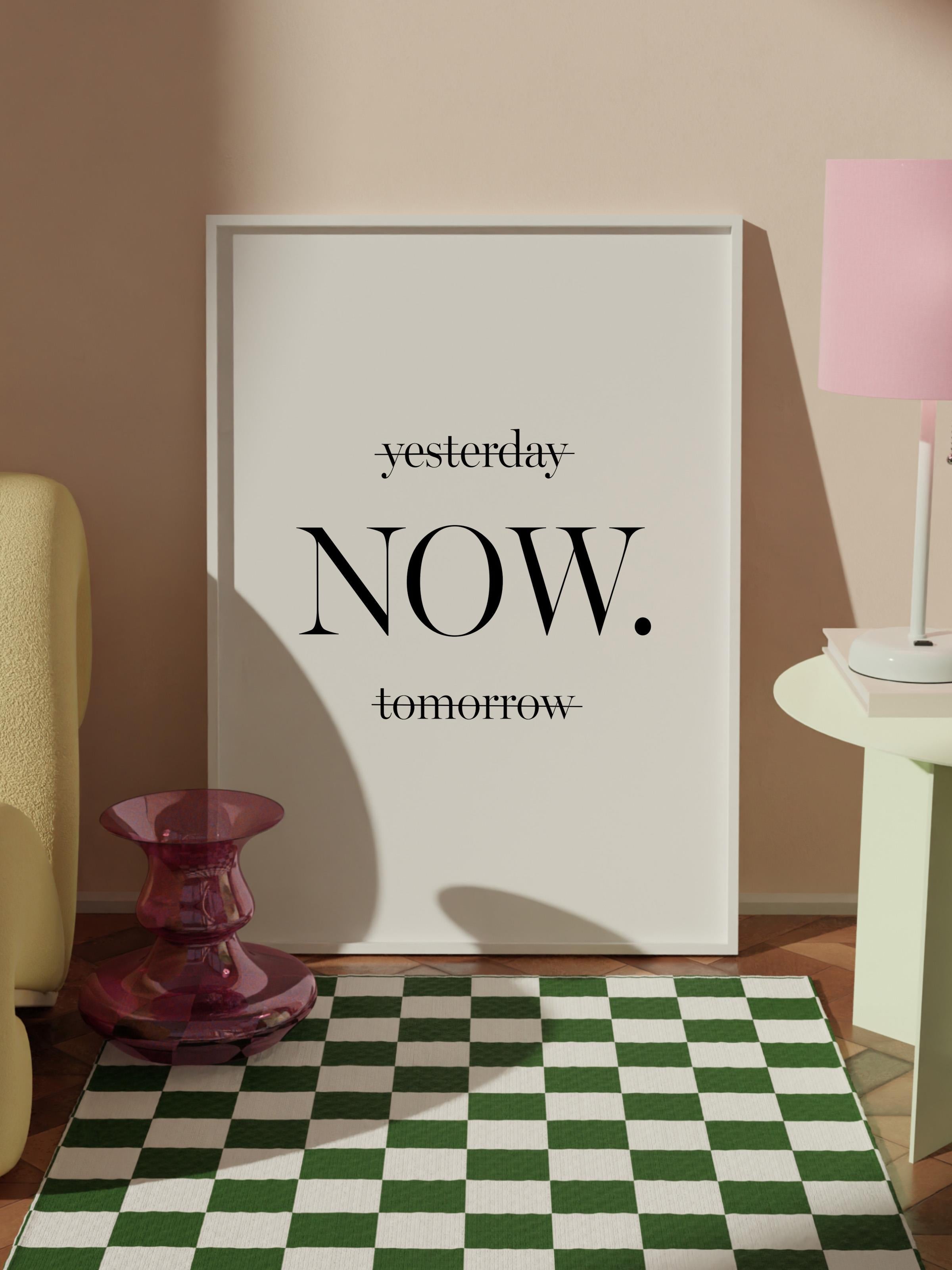 Yesterday now tomorrow Beyaz Çerçeveli Tablo, Duvar Tablosu Comfort Serisi NO:108326