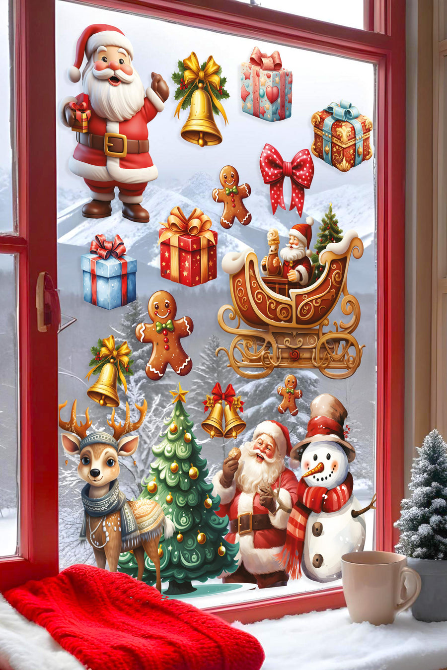 Yılbaşı Duvar Stickerı, Yılbaşı Süsü, Yılbaşı Dekoru, Yapışkanlı Duvar Stickerı, Yılbaşı Dekorasyon