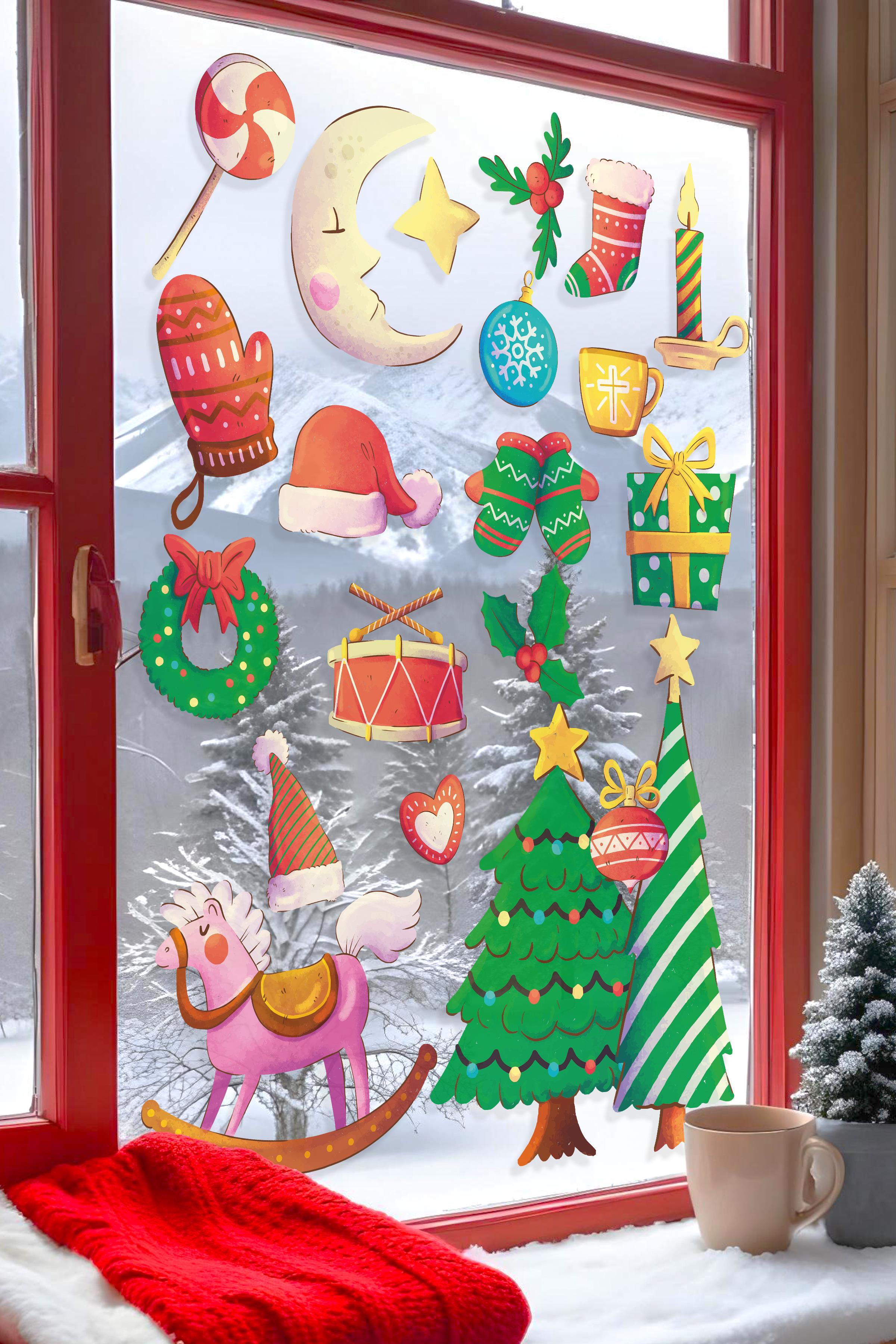 Yılbaşı Duvar Stickerı, Yılbaşı Süsü, Yılbaşı Dekoru, Yapışkanlı Duvar Stickerı, Yılbaşı Dekorasyon