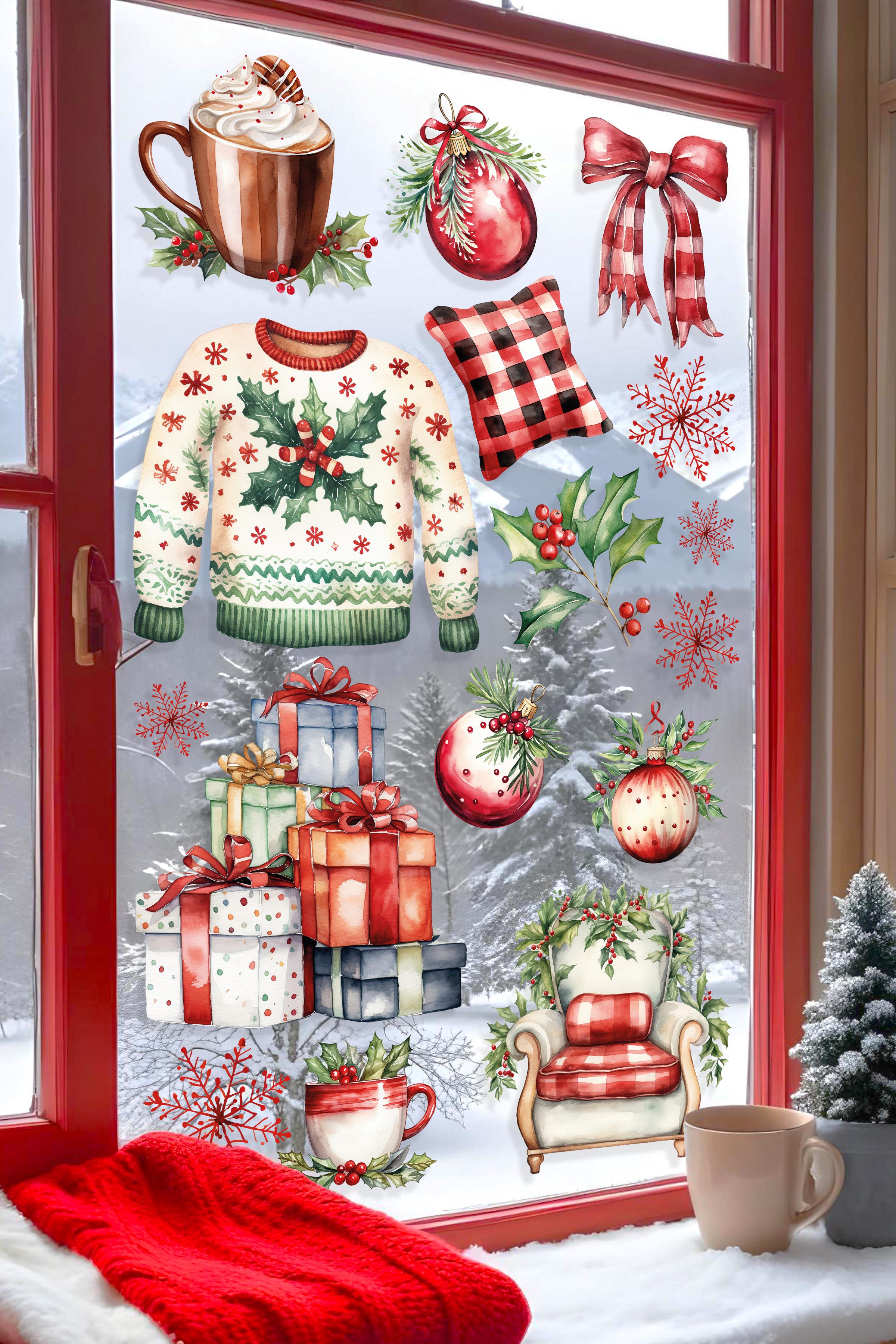 Yılbaşı Duvar Stickerı, Yılbaşı Süsü, Yılbaşı Dekoru, Yapışkanlı Duvar Stickerı, Yılbaşı Dekorasyon