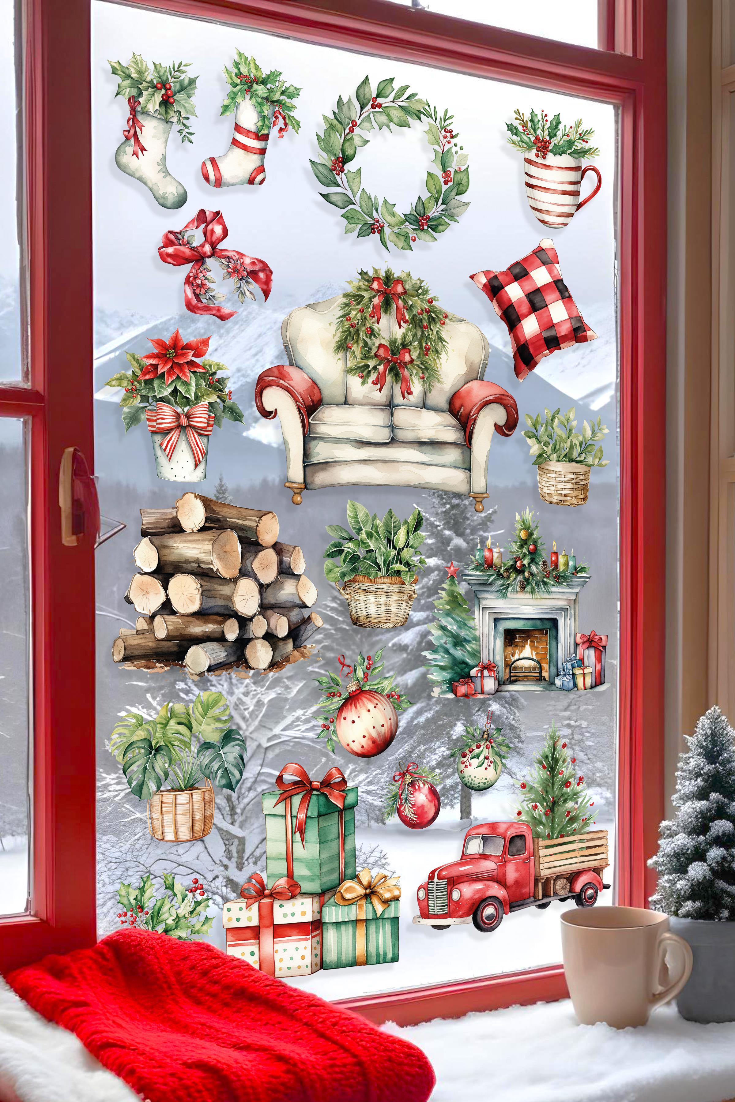 Yılbaşı Duvar Stickerı, Yılbaşı Süsü, Yılbaşı Dekoru, Yapışkanlı Duvar Stickerı, Yılbaşı Dekorasyon
