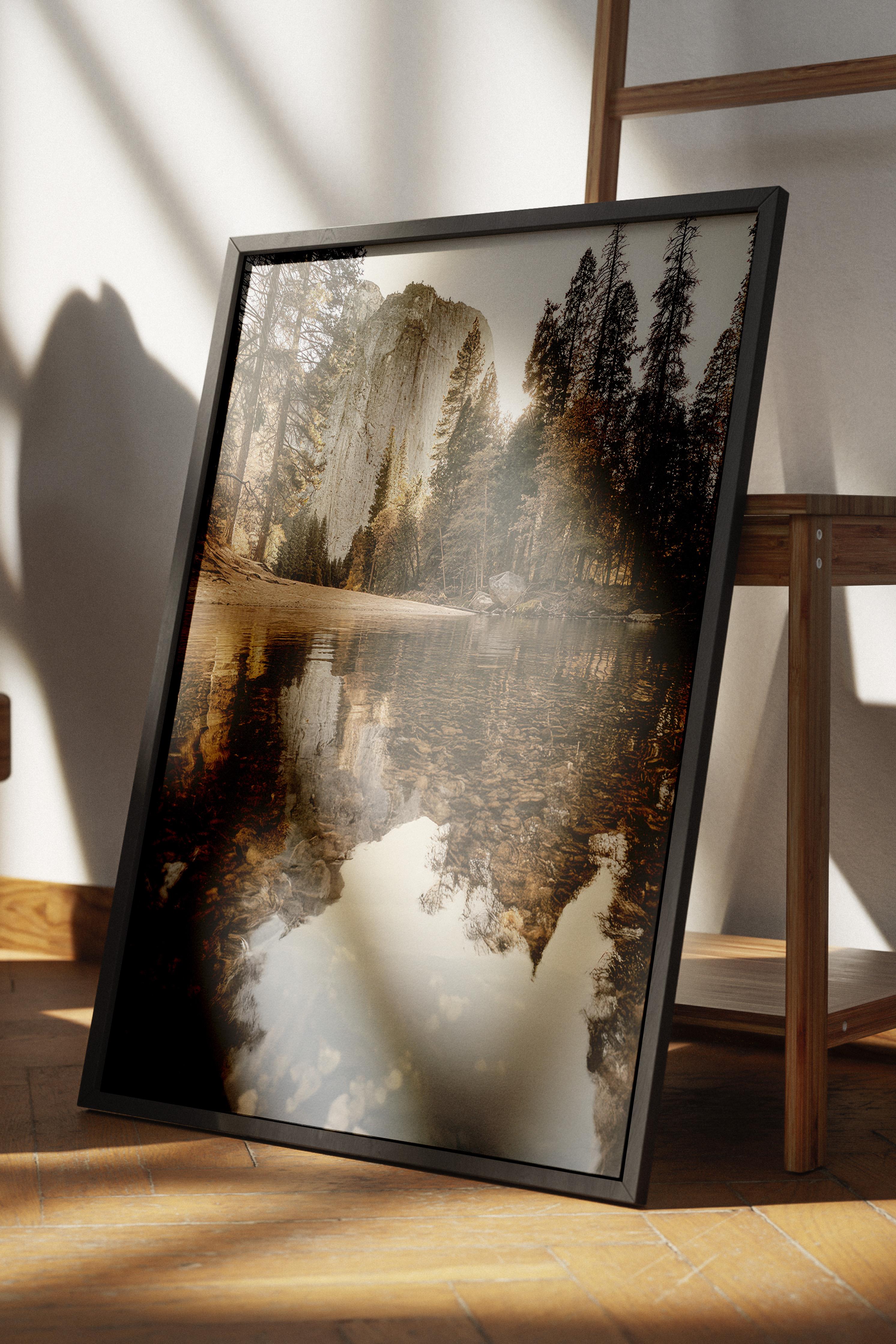 Yosemite Autumn Çerçeveli Tablo, Siyah Çerçeve ve Poster, Duvar Tablosu Comfort Serisi NO:108504