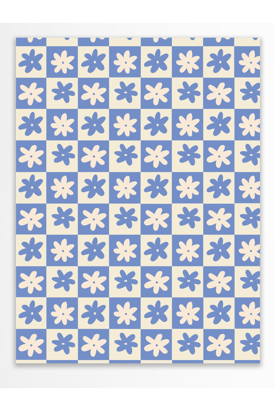 Çiçek Desenli Kareler Pastel Tonlar Çerçevesiz Poster
