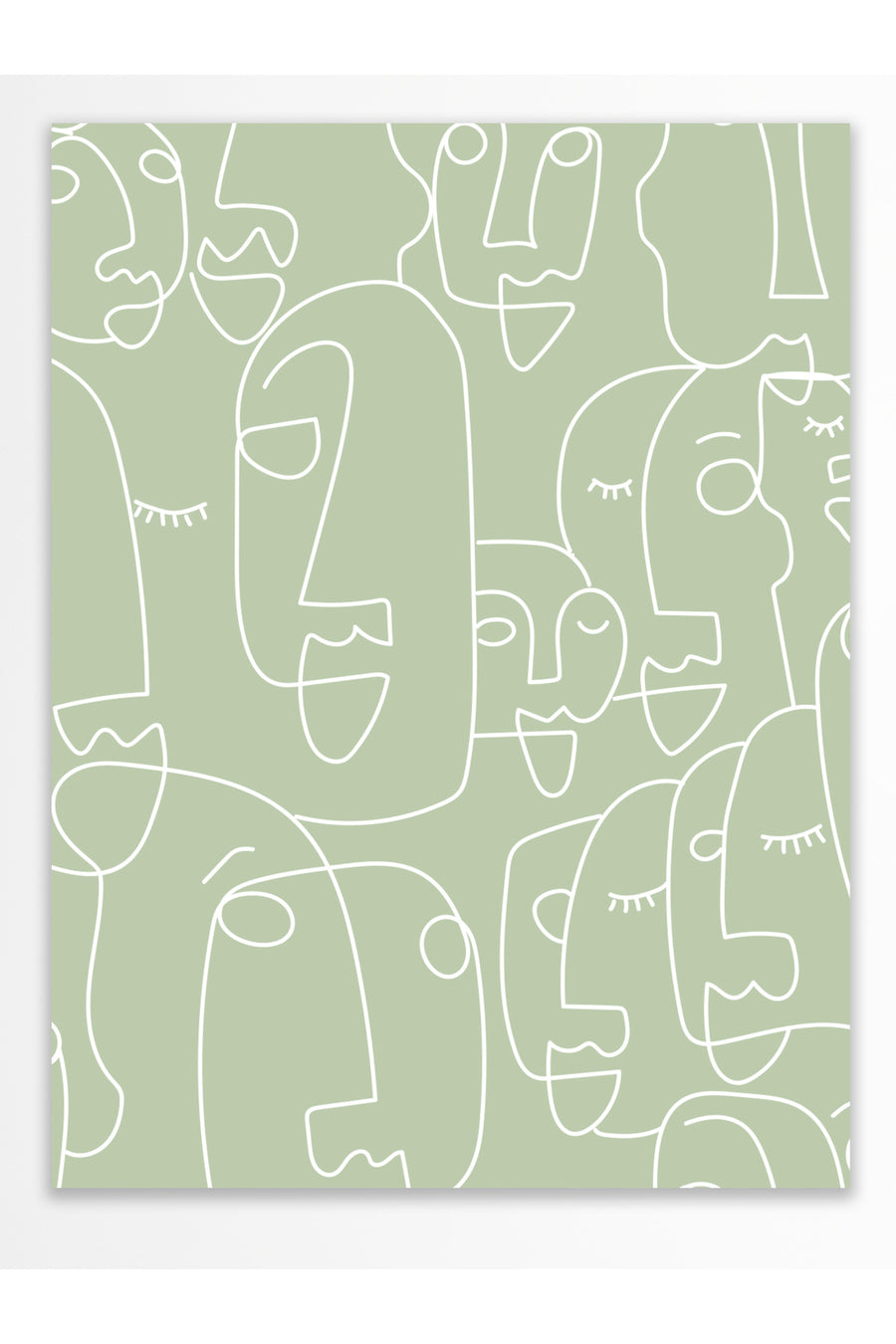 Basit Çizgilerle Yüzler Pastel Tonlar Çerçevesiz Poster